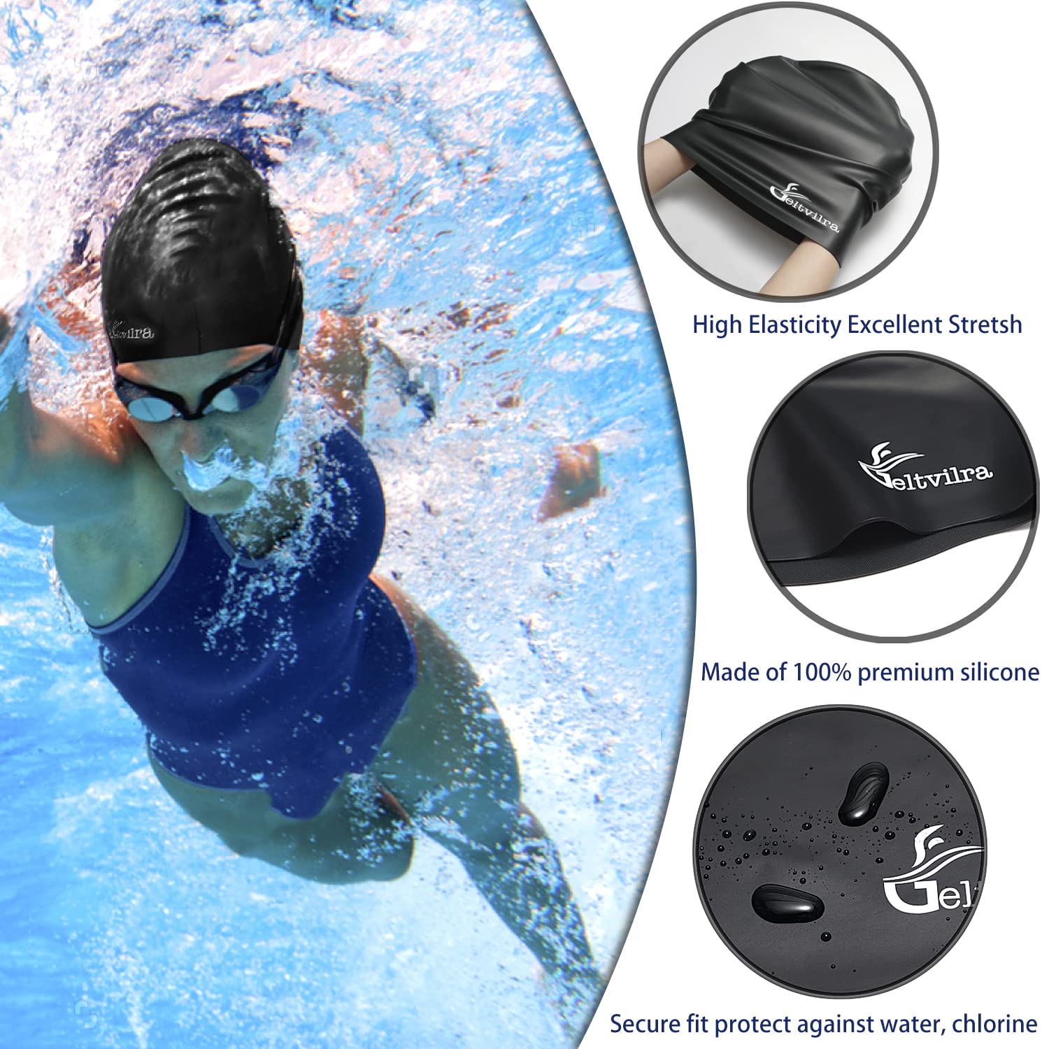 Extra Large Swim Cap for Braids and Dreadlocks Women Men Silicone Swimming Cap for Long Thick Curly Weaves Afro Hair Extensions