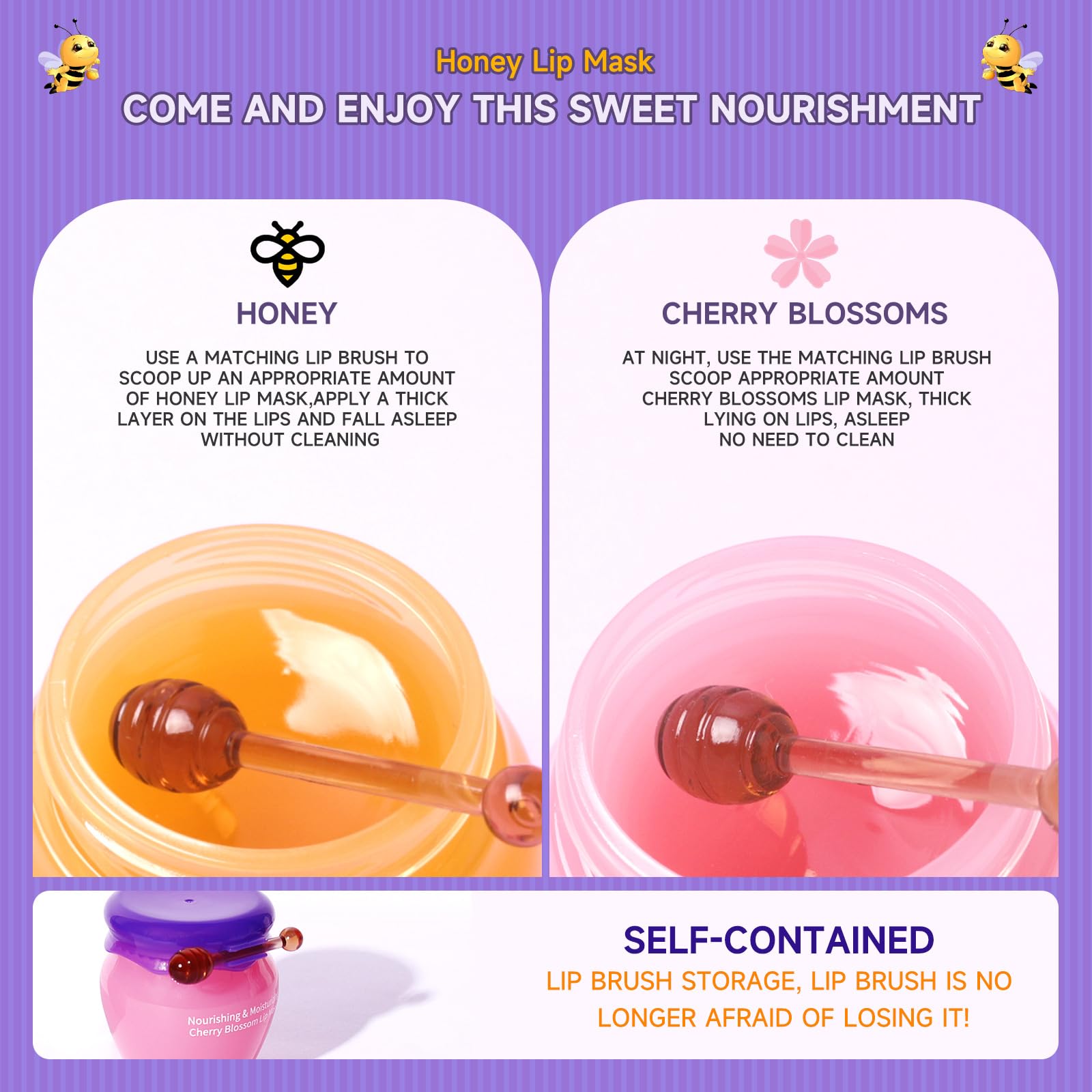 Tiejdhr Honey Lip Mask Overnight, Fade Lip Lines Bee Lip Balm, Honey| Day Repair Lip Sleeping Masks, Natural Lip Enhancer Care S