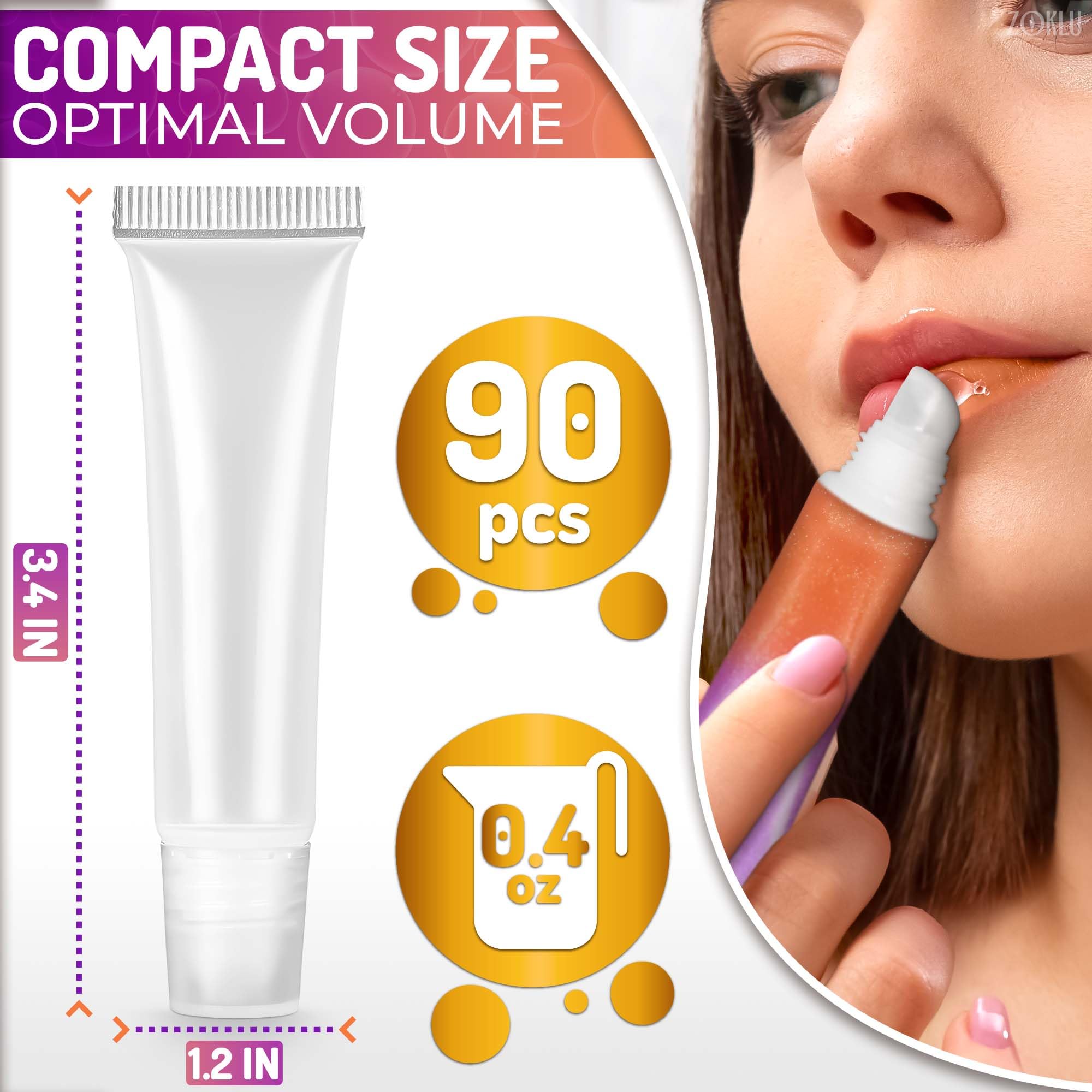 90Pcs Clear Lip Gloss Tubes - Travel Toothpaste Container Refillable Squeeze Tubes Clear Lip Gloss Containers Lip Balm Tubes Cut