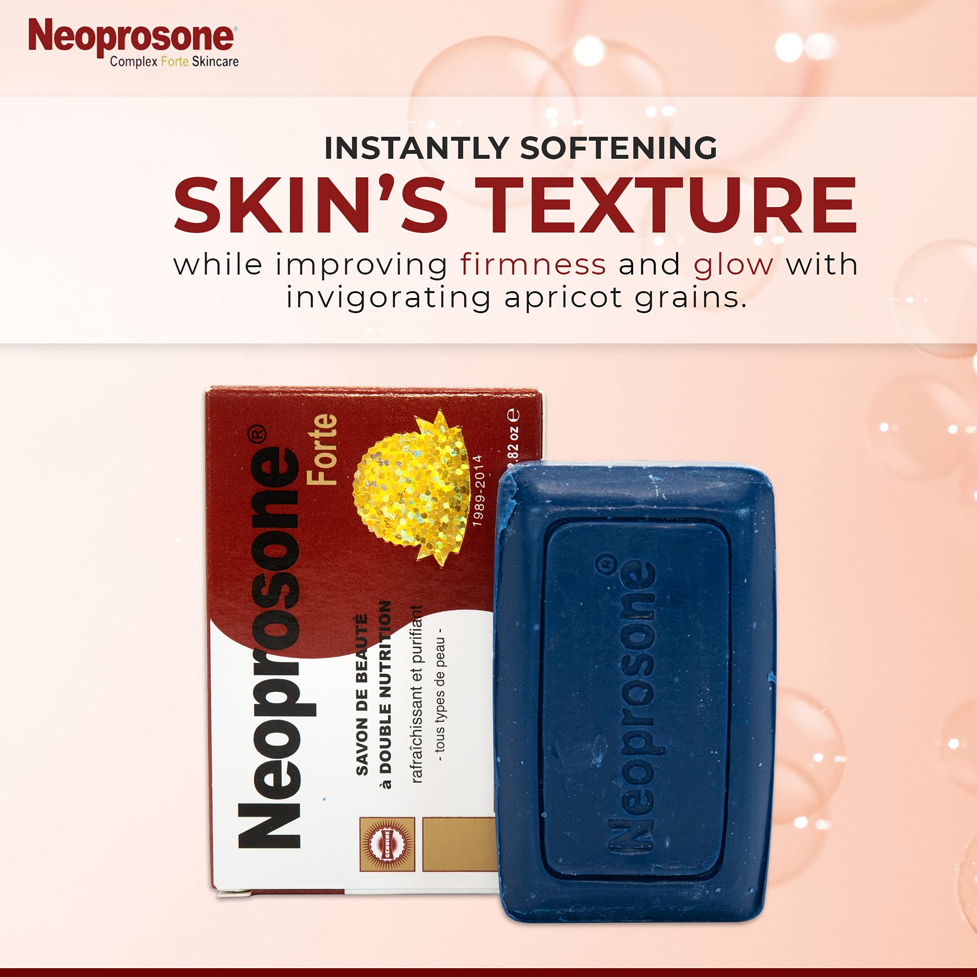 Neoprosone, Skin Brightening Soap | 2.02 Oz / 80 G | Exfoliating Soap, Fade Spots On Body, Knees, Face, Armpits | With Glycerin
