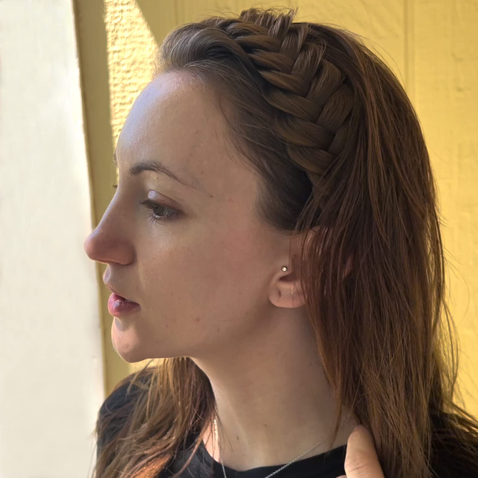 Gledola Wide Braided Headband With Teeth Braids Hairband With Tooth Synthetic Hair Band Plaited Hairband For Women (W-Deep Brown