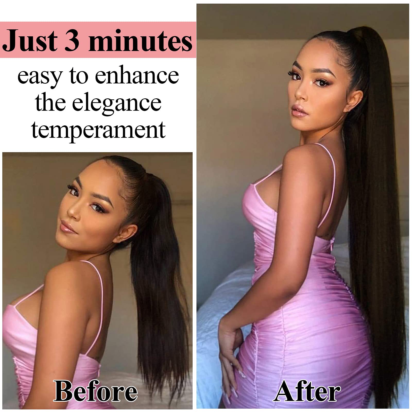 Fashion Icon Long Straight Drawstring Ponytail 30 Inch Synthetic Clip In Ponytail Extension For Women (4#