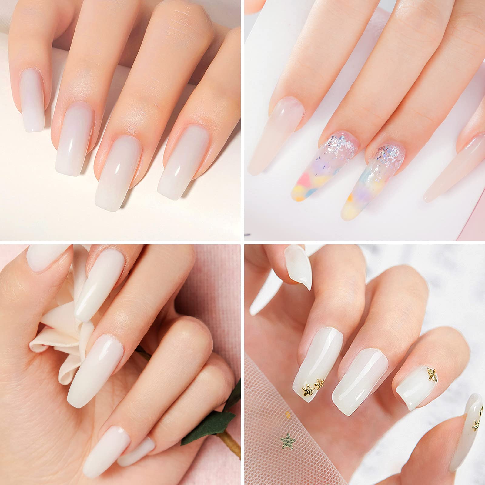 Opal White Poly Extension Gel, Rosalind 60Ml White Poly Nail Gel For Nail Art Decoration, Nail Thickening Extension Easy To Diy