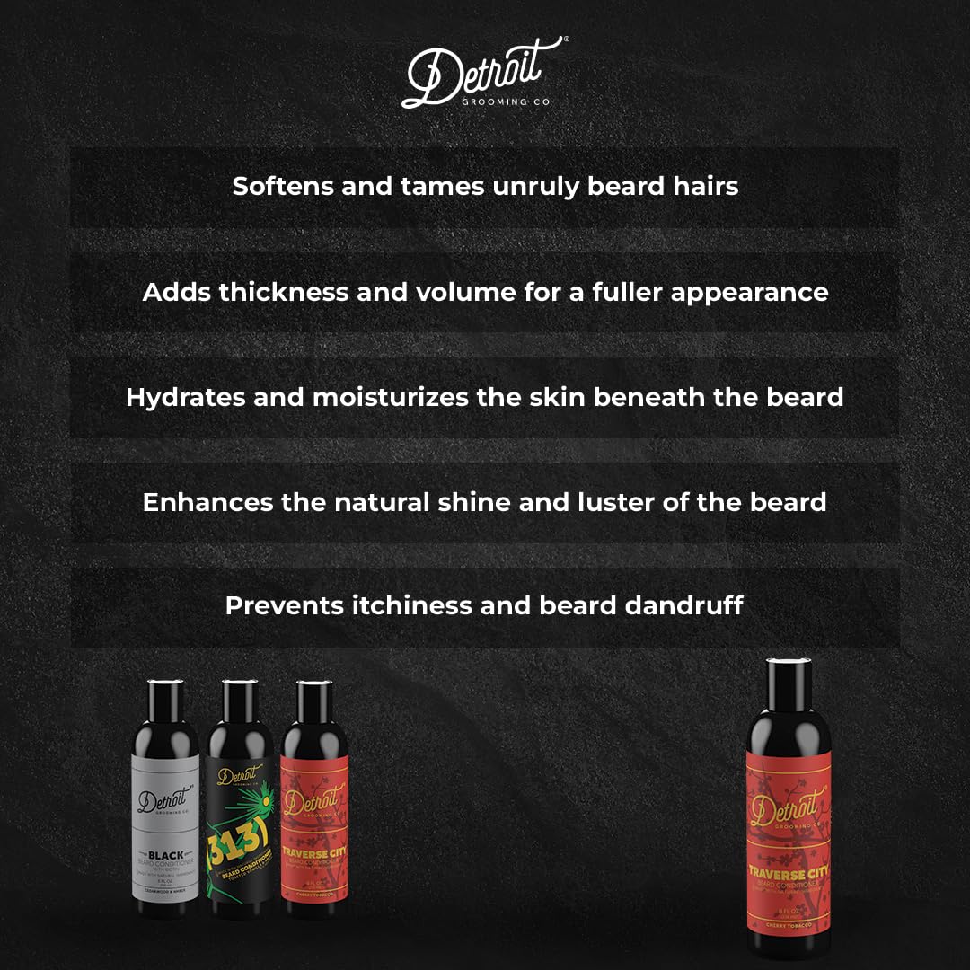 Detroit Grooming Co. Beard Conditioner For Men With Argan Oil & Cocoa Seed Butter - Softener, Detangler, Hydrating Conditioner &