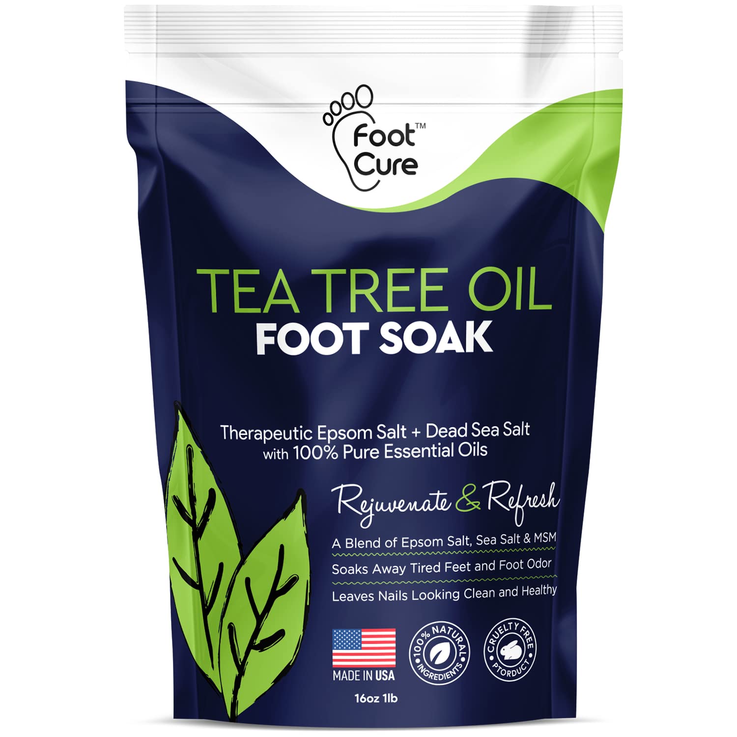 Tea Tree Oil Foot Soak with Epsom Salt - For Toenail Repair, Athletes Foot, Softens Calluses, Soothes Sore & Tired Feet, Nail Di