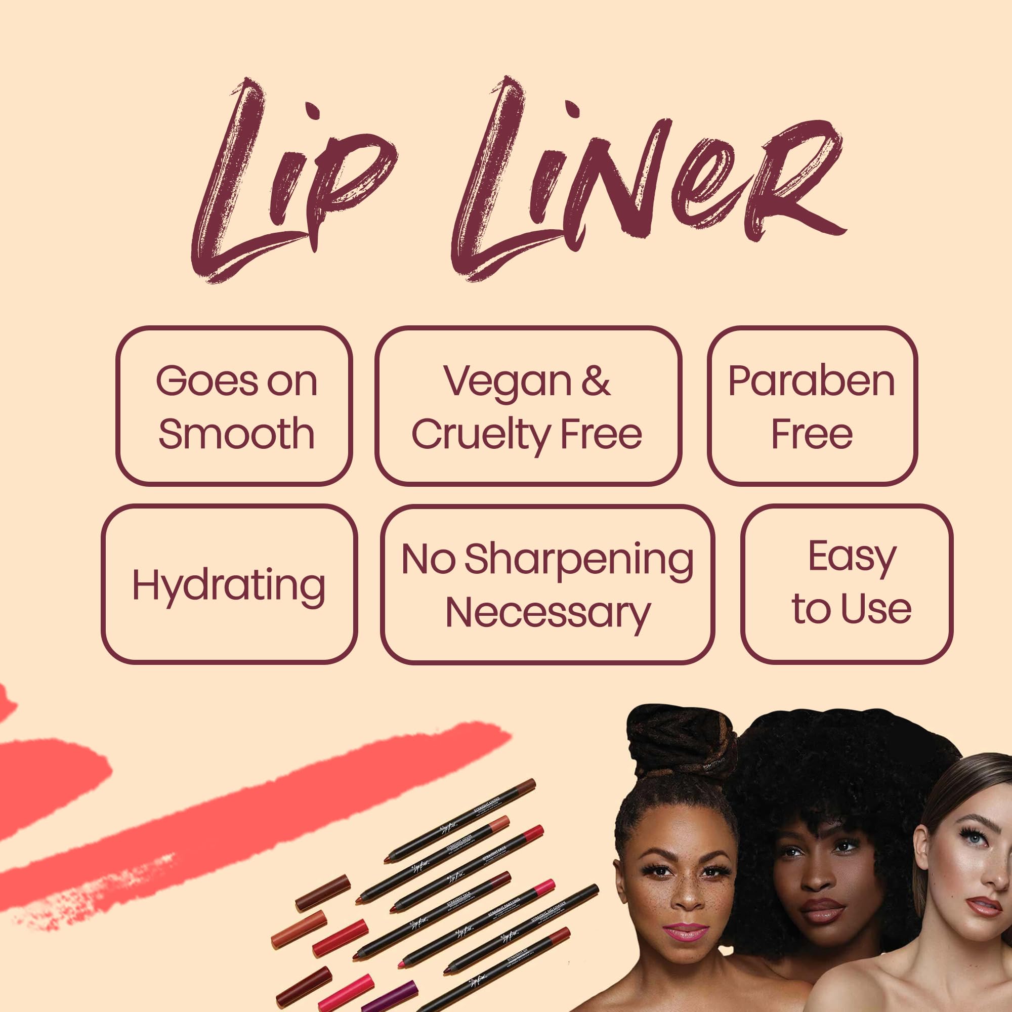 The Lip Bar | Straight Line Lip Liner | Vegan & Cruelty Free | Straight Shooter - Medium Brown