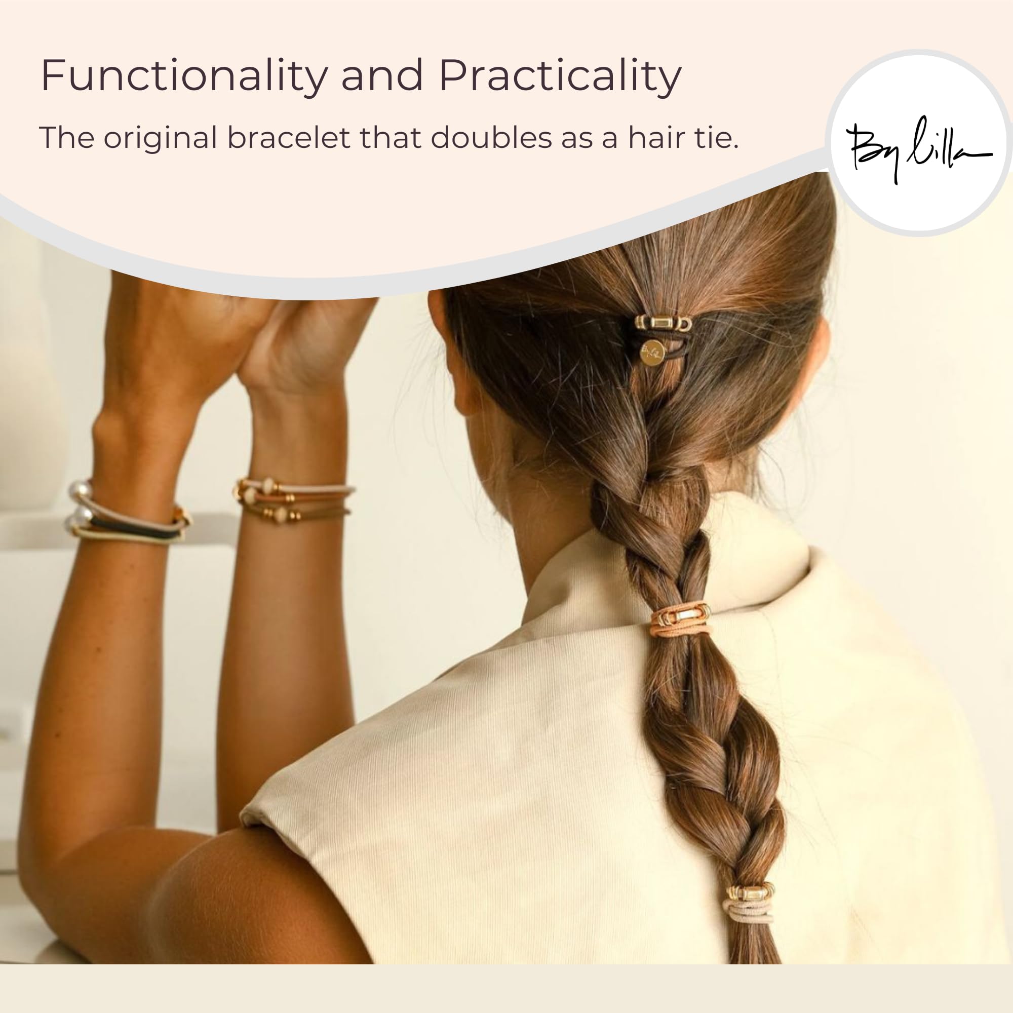 By Lilla Bracelet Hair Ties - Premium Hair Tie Bracelets For Women - Boho Hair Accessories For Thick And Thin Hair - Pack Of 2 (