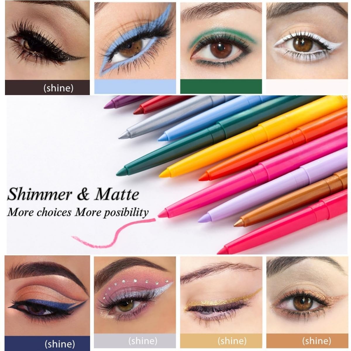 Onarisae Eyeliner Pencil Retractable Eyeliner Creamy Pigmented Smudge Proof Eye Liner Pen Green & Shimmer Green