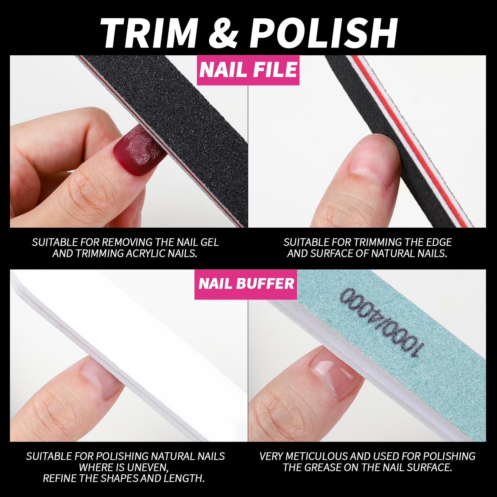 Fandame Gel Nail Polish Remover Tools Kit, 10 Pcs Nail Polish Remover Clips Black, 100Ml Nail Polish Remover Bottle, 500Pcs Cott