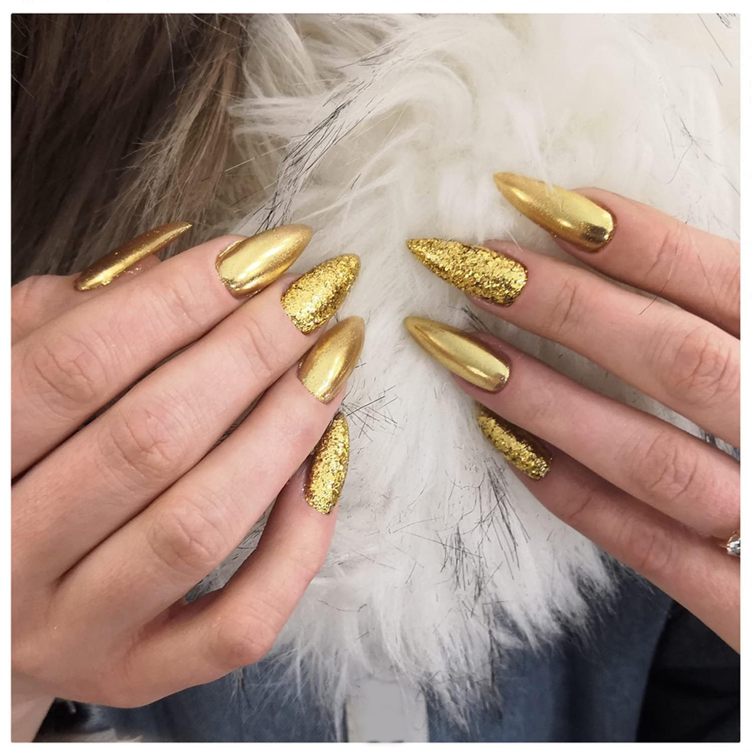 Holographic Mirror Nail Powders Chrome Gold Effect Pure Metallic Dust Sequins Uv Gel Nail Chrome Pigment For Nail Art Decoration