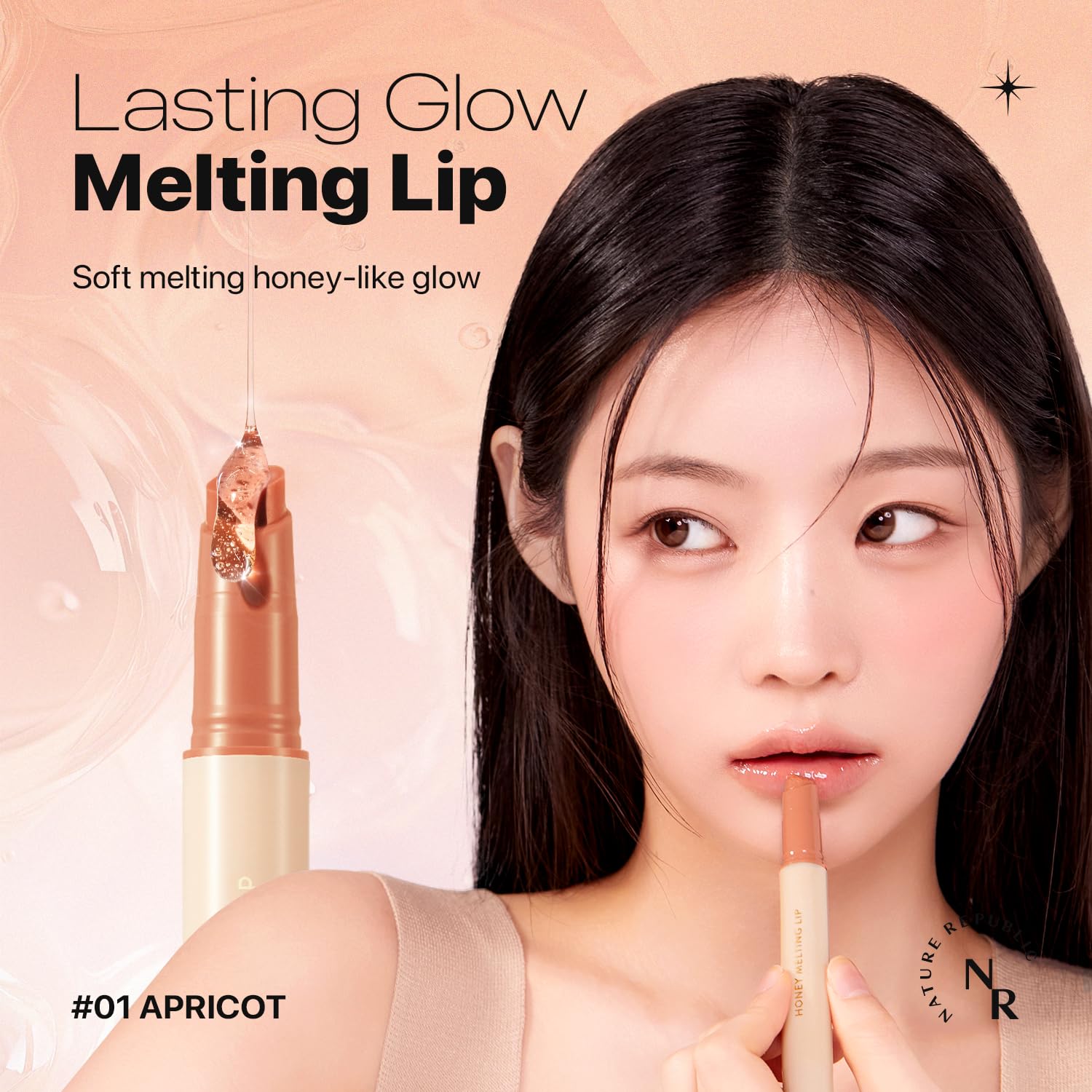Nature Republic Honey Melting Lip (01 Apricot) K-Beauty, Lip Plumper, Tint, Balm, Korean, Lip Glosscute, Glow