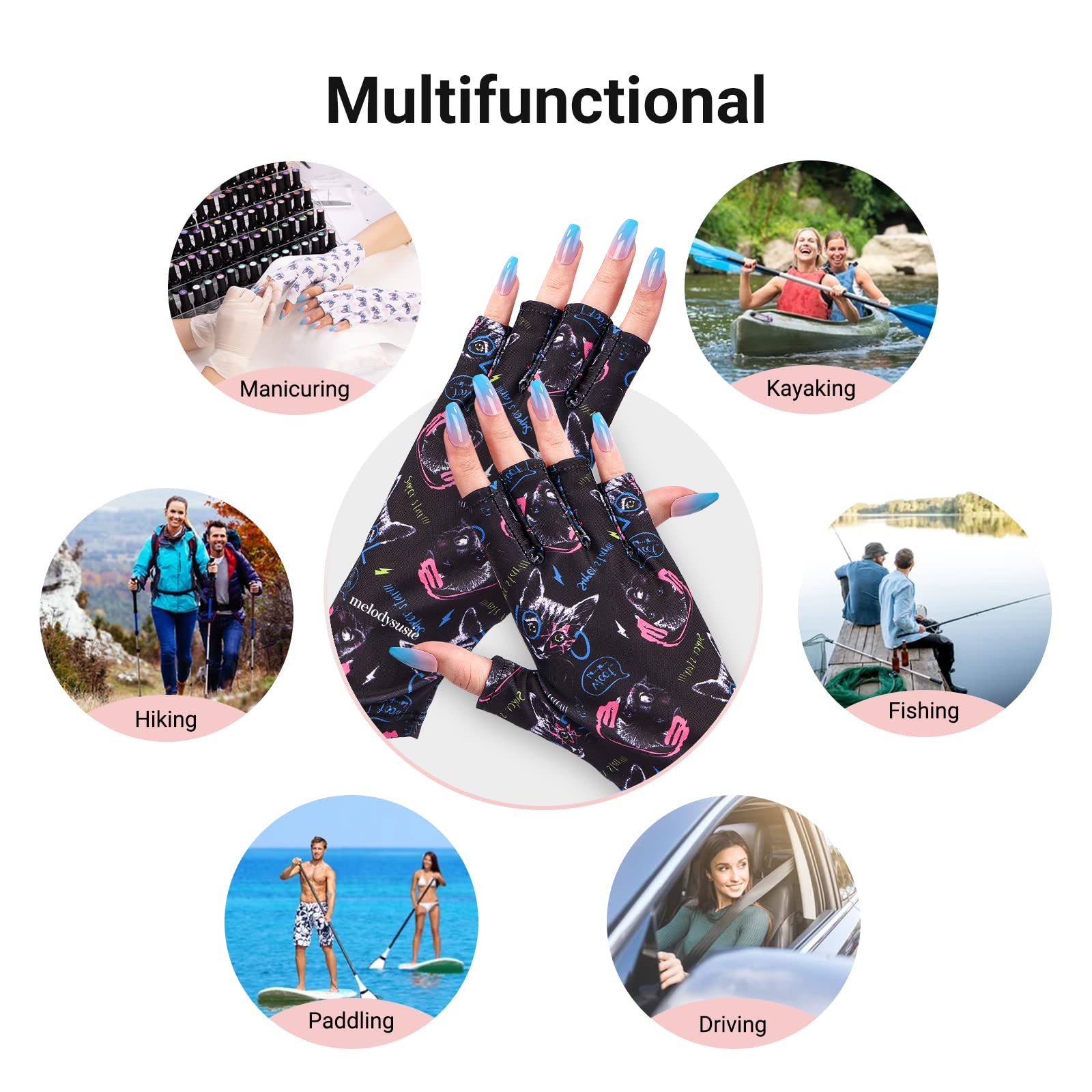 Melodysusie Uv Glove For Gel Nail Lamp, Professional Upf50+ Uv Protection Gloves For Manicures