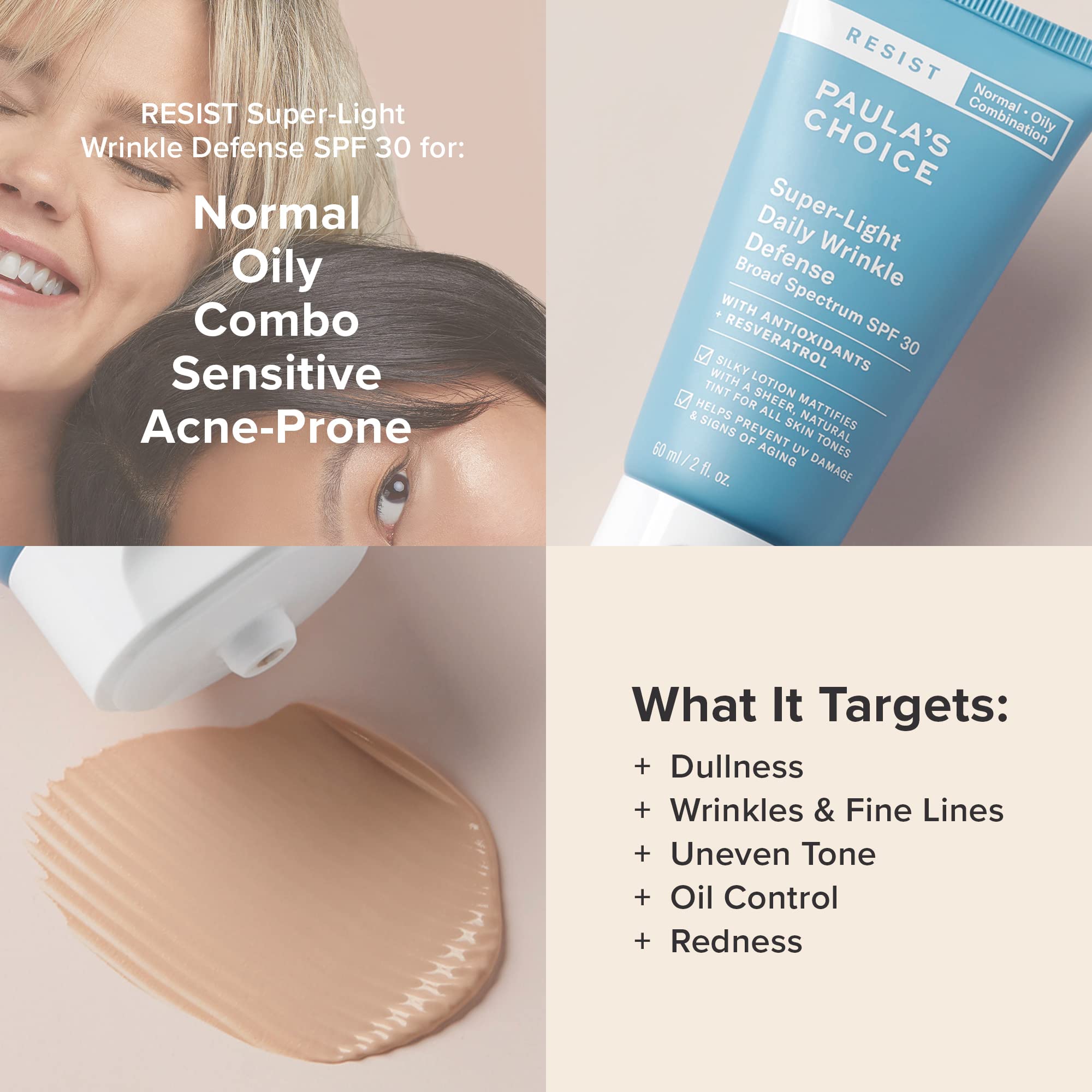Paula'S Choice Resist Super-Light Daily Wrinkle Defense Spf 30 Matte Tinted Face Moisturizer, Uva & Uvb Protection, Mineral Suns