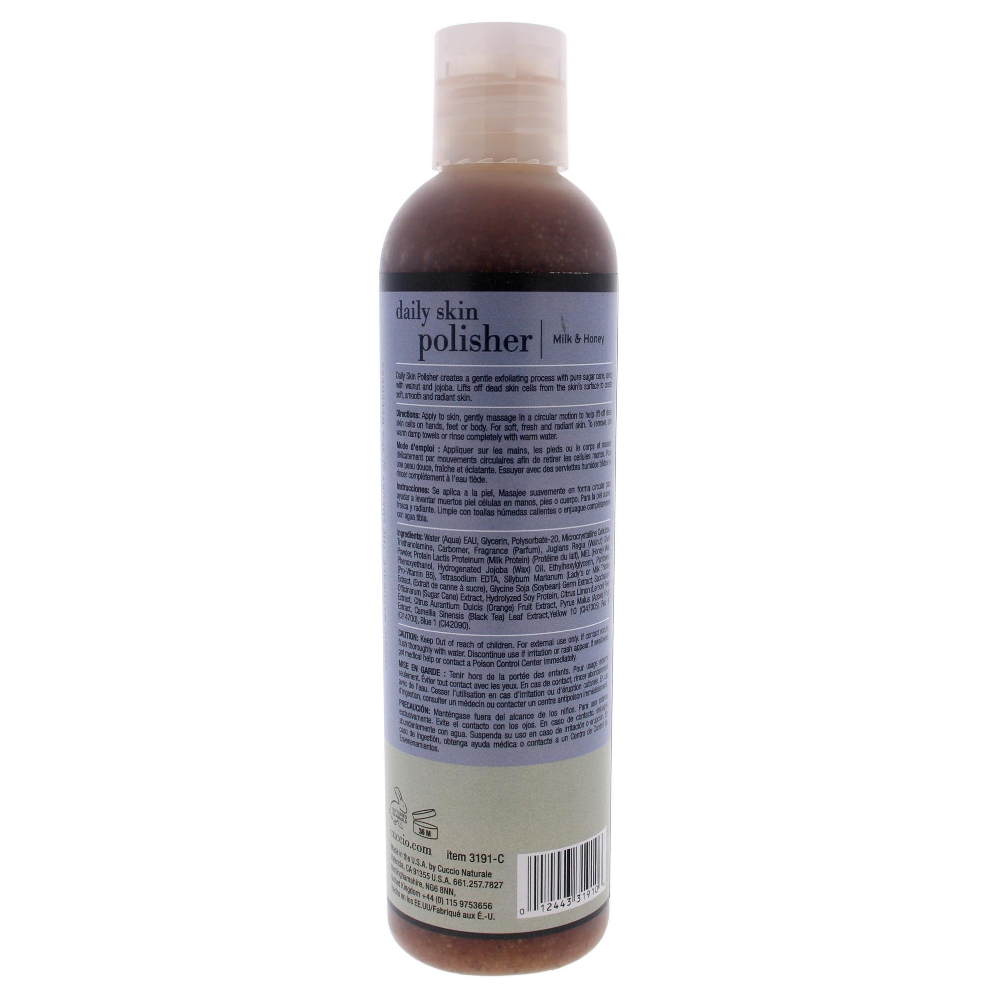 Cuccio Natural   Milk & Honey Daily Skin Polisher - Gentle Exfoliant, Hands, Body & Feet - Soothe/Moisturize, Radiant/Smooth Ski