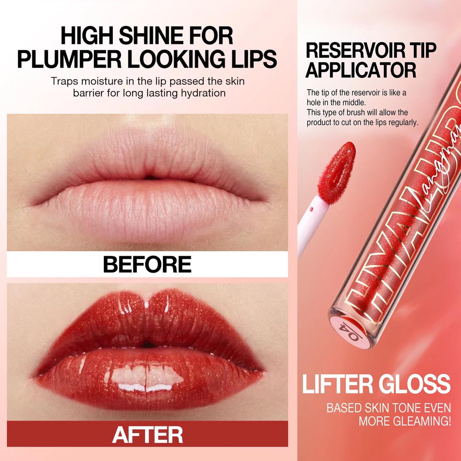 Twlbxmg Honey Lip Gloss Lip Plumper Gloss Tinted Glitter Lipgloss Lip Oil Moisturizing High Shine And Vegan Plumping Lip Gloss F