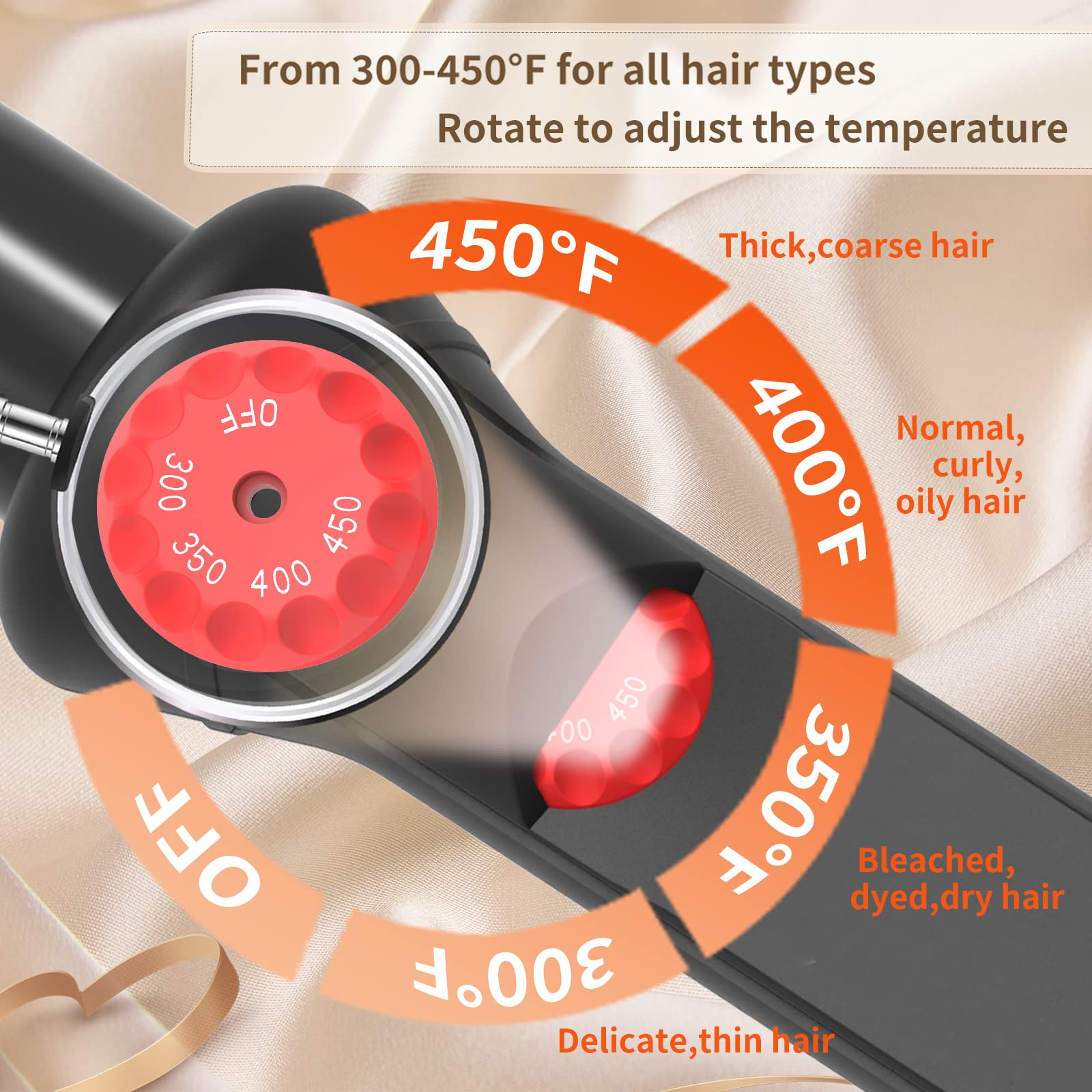 Curling Wand Long Barrel 1 Inch For Short & Long Hair, Micsta Curling Iron Hot Styling Tools Ceramic Coated For Beach Waves,Nega