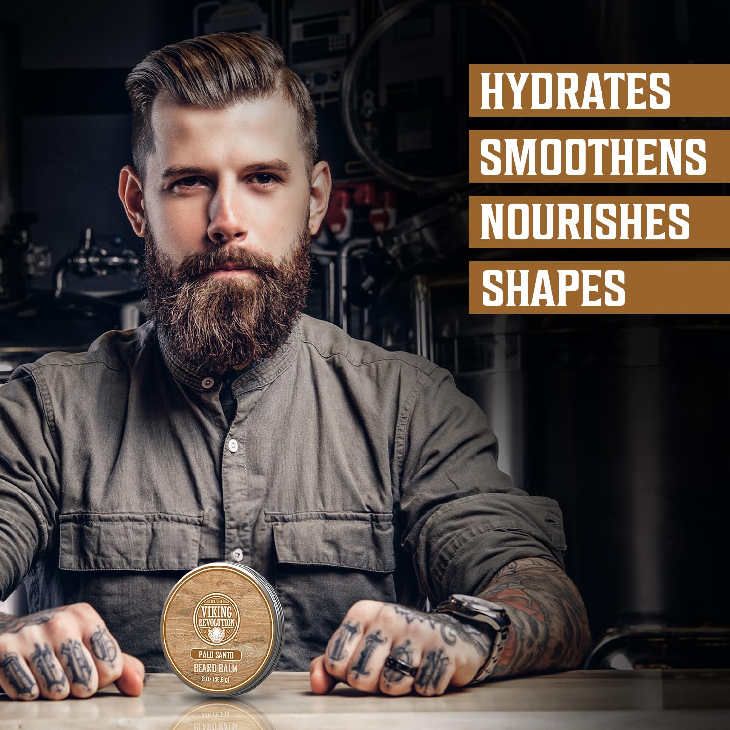 Viking Revolution Palo Santo Beard Balm For Men - Beard Butter For Men With Argan Oil And Jojoba Oil - Beard Softener And Beard