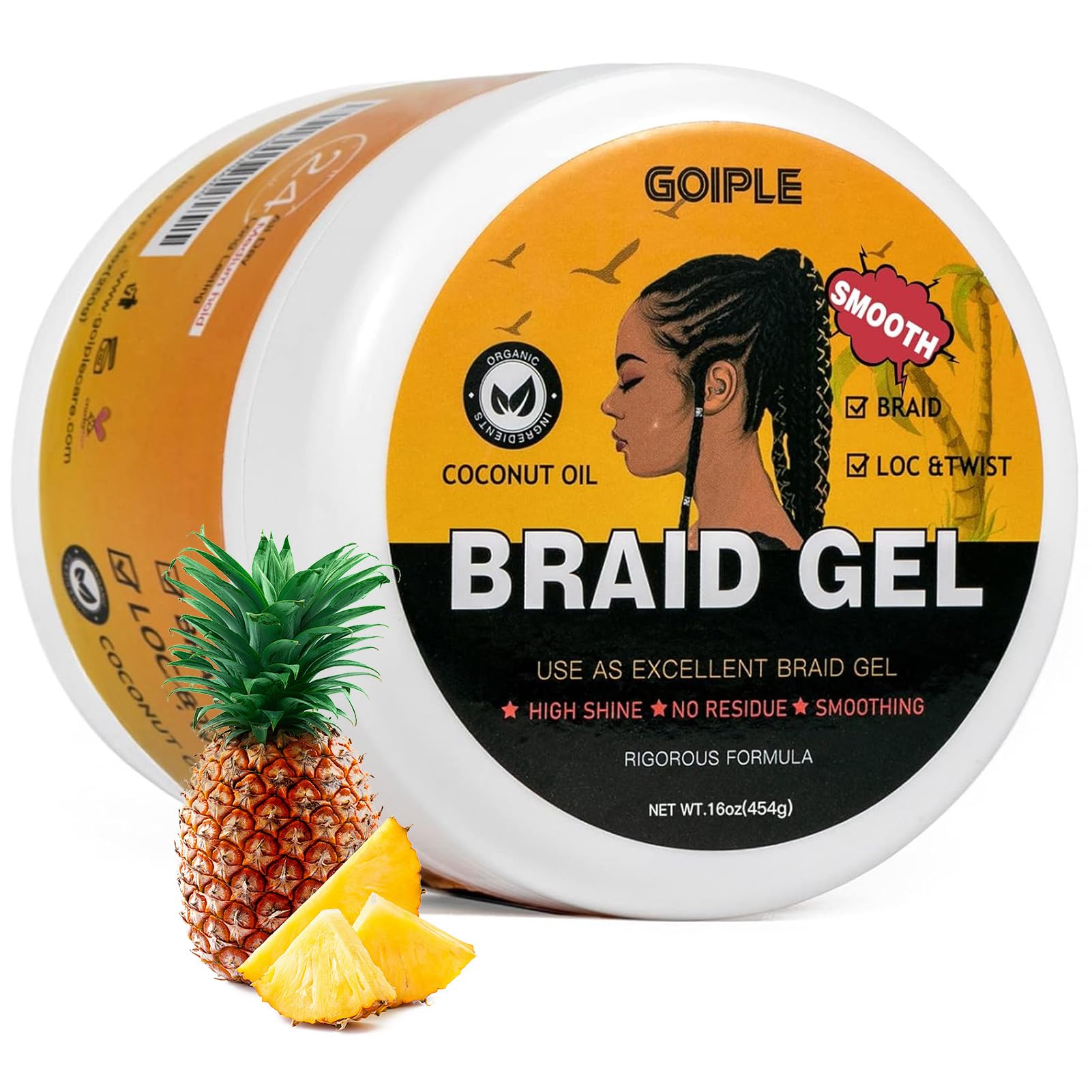 16 OZ Big Capacity Strong Hold Smoothing Gel for Twist, Locs, Braids, Edge, Cornrows - No Flake, Tames Frizz, High Shine, Easy t
