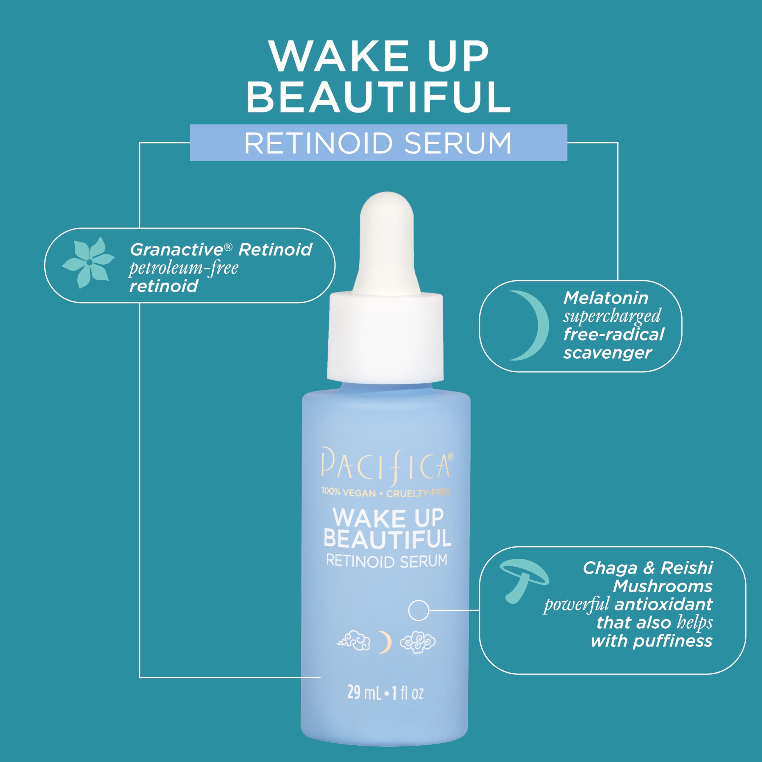 Pacifica Beauty Wake Up Beautiful Overnight Retinoid Serum, Skincare, Reduce Fine Lines, Wrinkles, Dark Spots, And Uneven Skin T