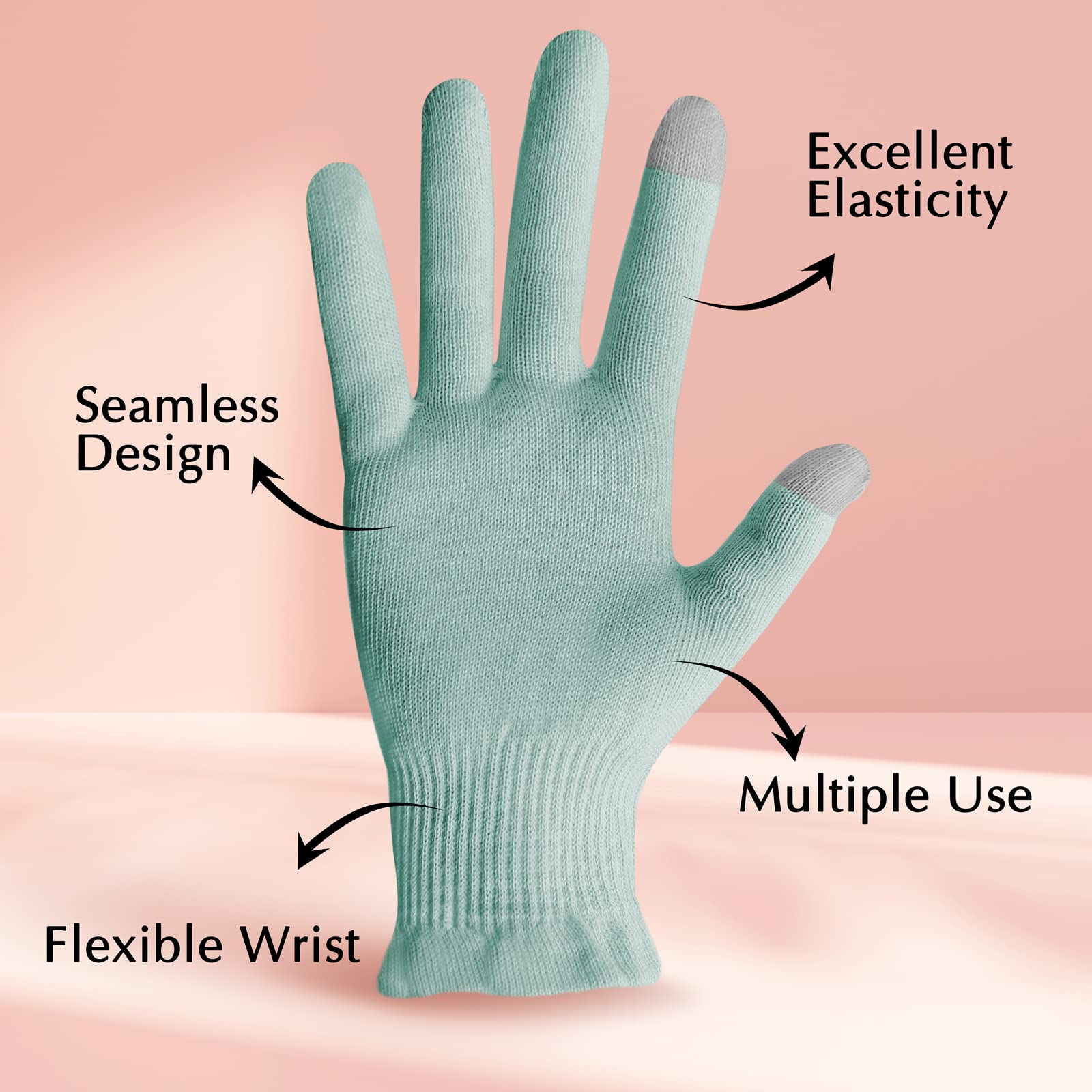 Evridwear Beauty Cotton Gloves With Touchscreen Fingers For Spa, Eczema, Dry Hands, Hand Care, Day And Night Moisturizing, (2 Pa