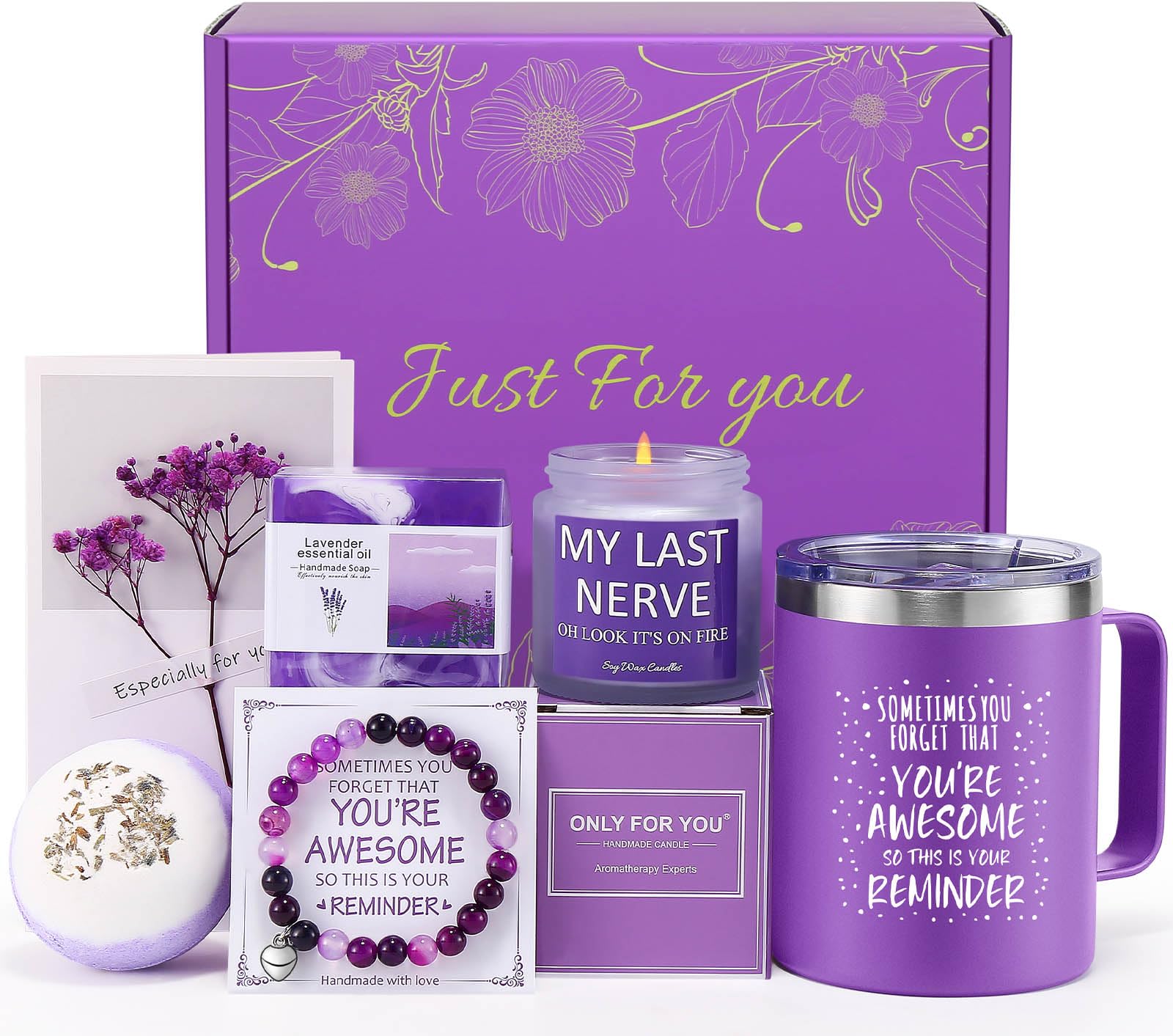 Birthday Gifts for Women, Relaxing Spa Gift Basket Set, Unique Gifts for Her, Friends, Mom, Sister, Coworker, Wife, Girlfriend, 