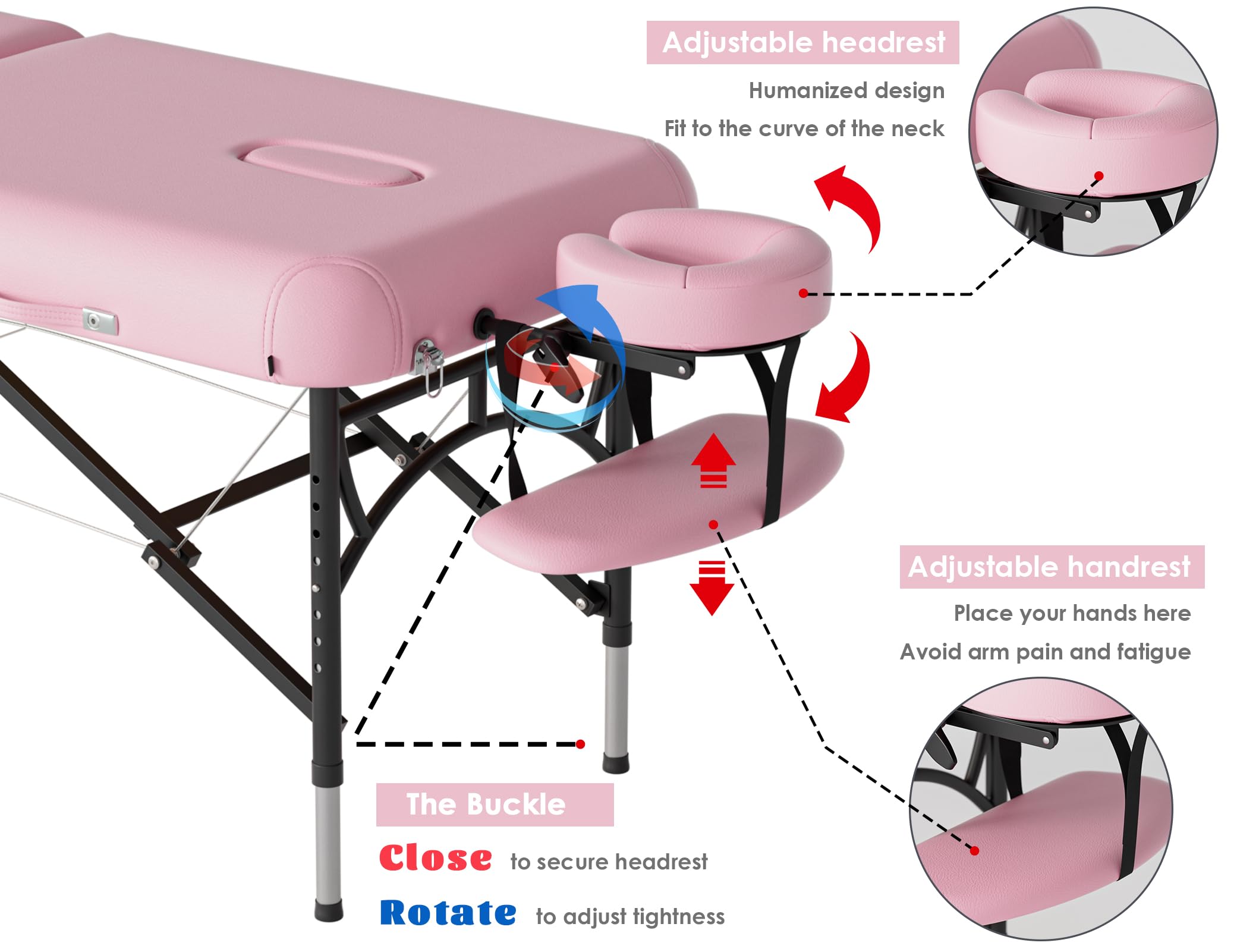 Cloris 84'' Professional Massage Table Portable 2 Folding Lightweight Facial Salon Spa Tattoo Bed Height Adjustable With Carryin
