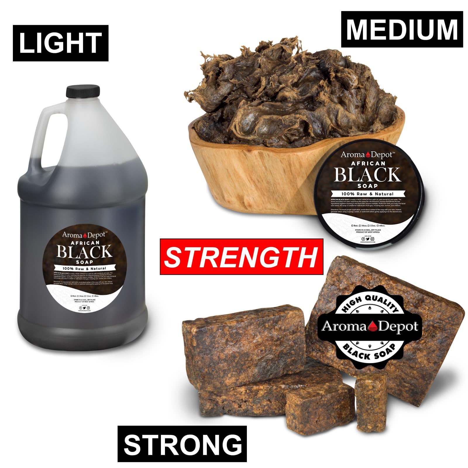 Aroma Depot 16 Oz /1 Lb Raw African Liquid Black Soap 100% Natural Soap For Acne, Eczema, Psoriasis, And Dry Skin Scar Removal F
