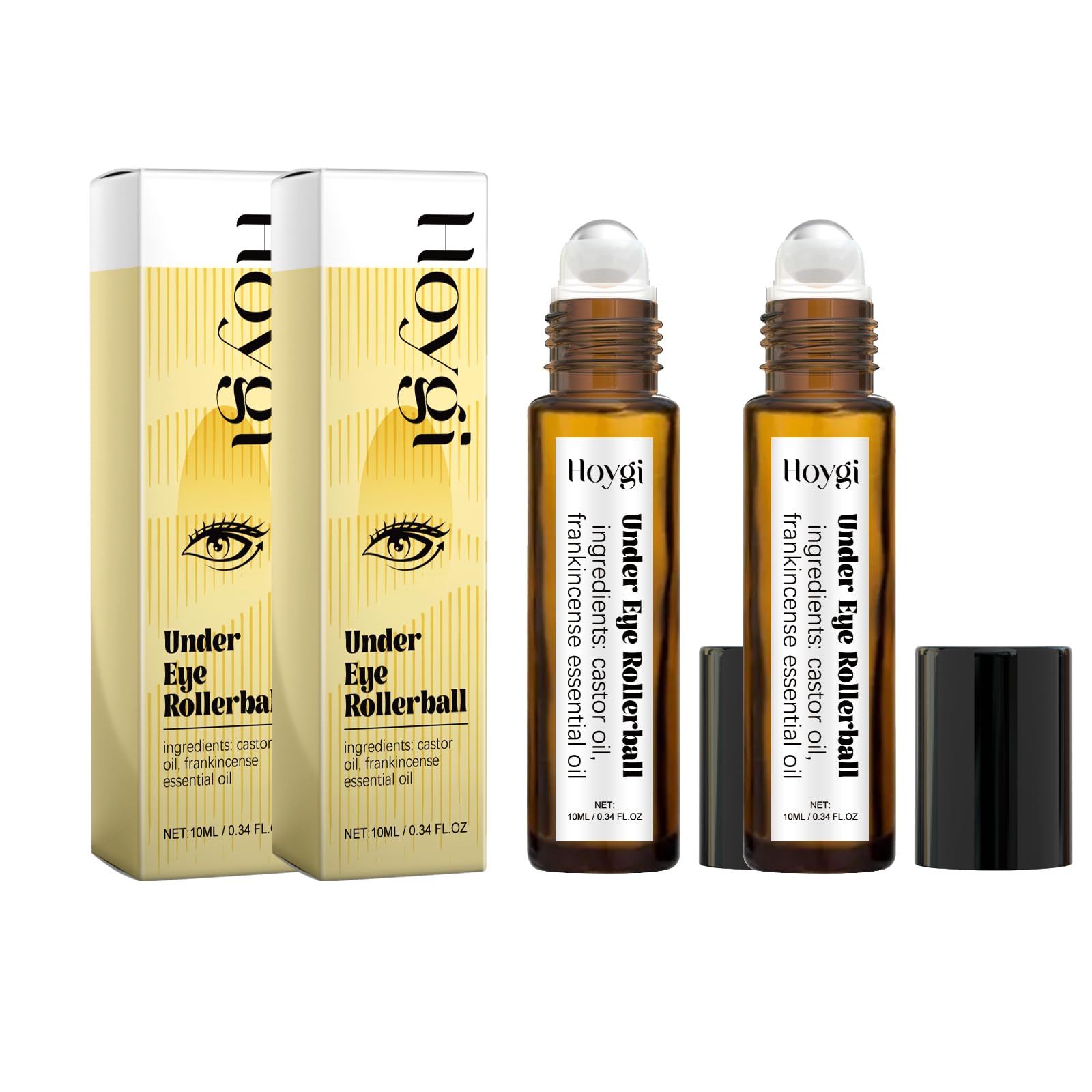 Eye Roller for Puffy Eyes, Castor Oil and Frankincense Eye Roller for Dark Circles, and Wrinkles, Anti Aging Eye Serum Cream, Gl
