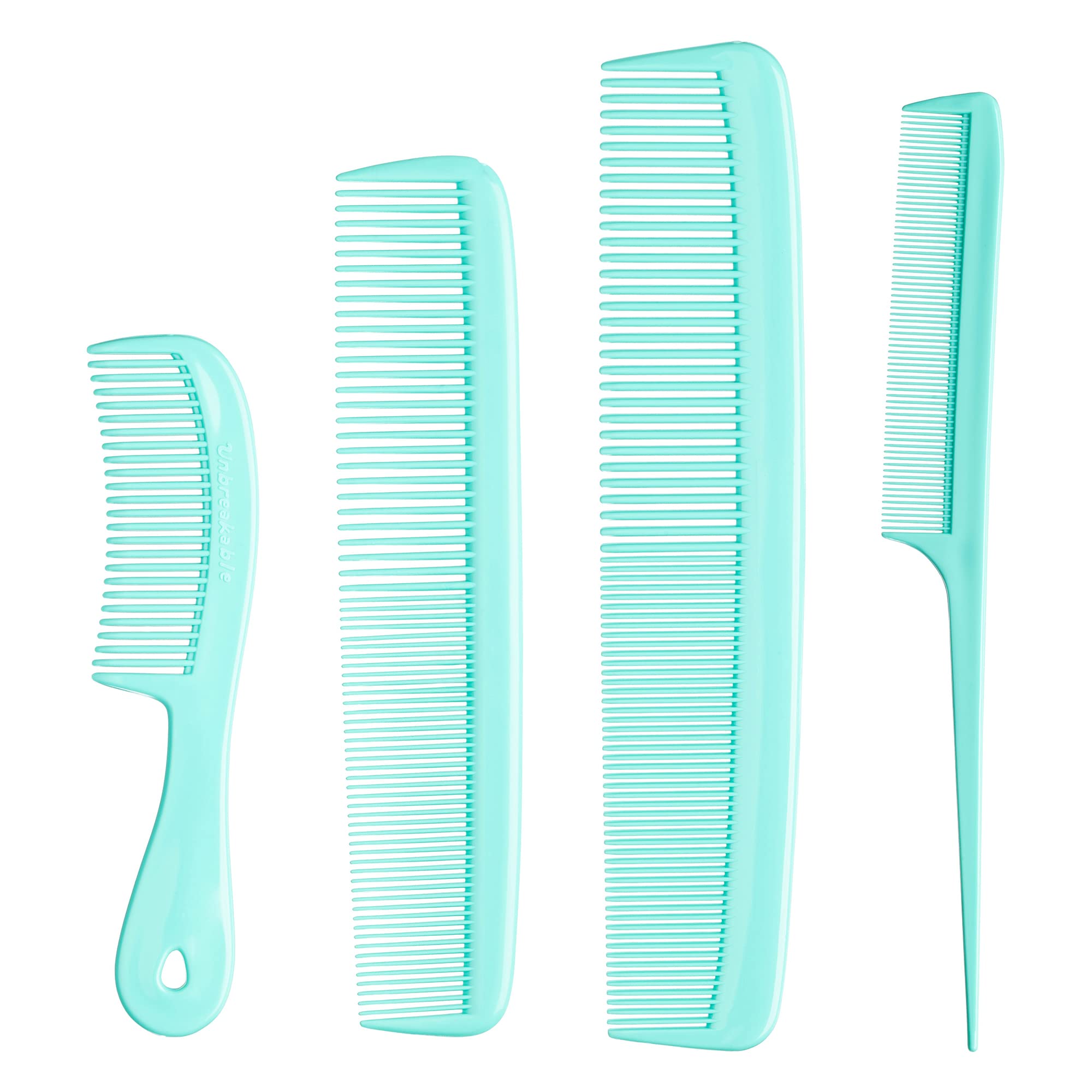Mars Wellness 4 Piece Professional Comb Set Green - Usa Made - Fine Pro Tail Combs, Dresser Hair Comb Styling Comb - Premium Gra