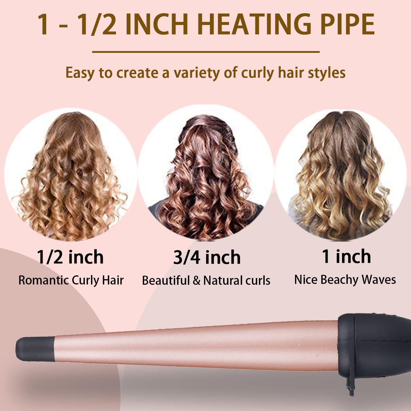 Hair Curling Irons, Duyfioa Professional Ceramic Hair Curling Wand 1-1/2 Inch Instant Heat Hair Curler With Lcd 190? - 450? Temp