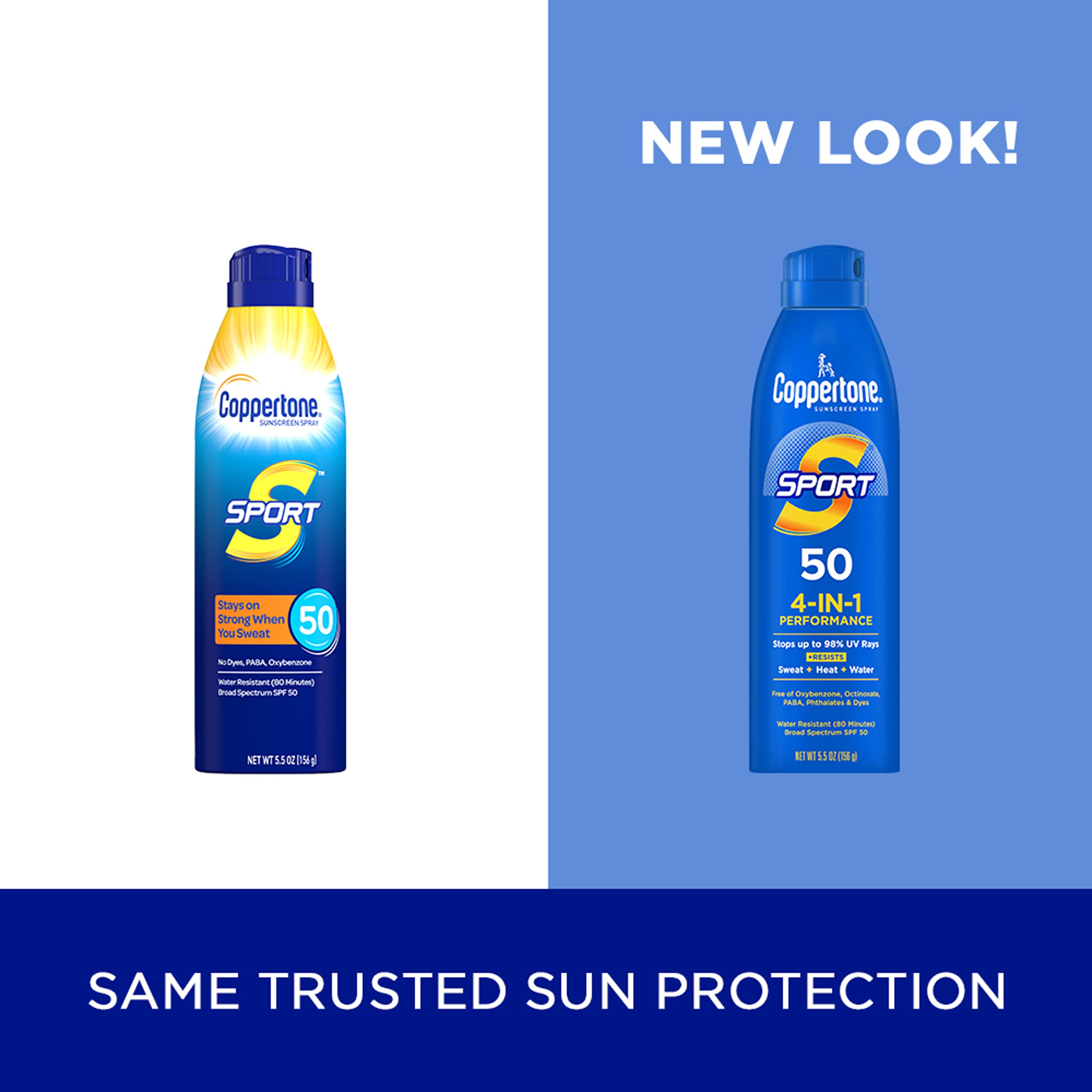 Coppertone Sport Sunscreen Spray Spf 50, Water Resistant Spray Sunscreen, Broad Spectrum Spf 50 Sunscreen Pack, 5.5 Oz Spray, Pa