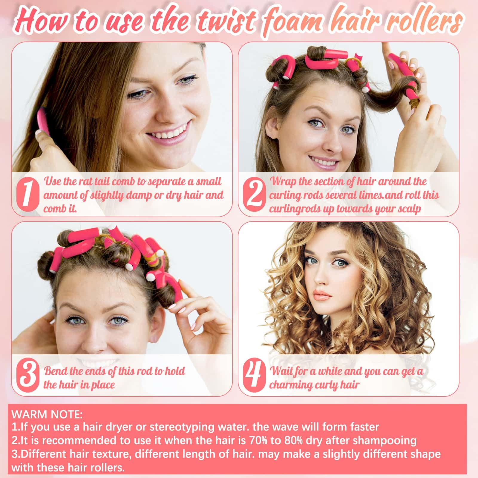 Selizo 30Pcs 9.45''X0.55'' Flexible Hair Rollers, Foam Curlers For Short, Medium And Long Hair, No Heat Curlers, Hair Rods - Pin