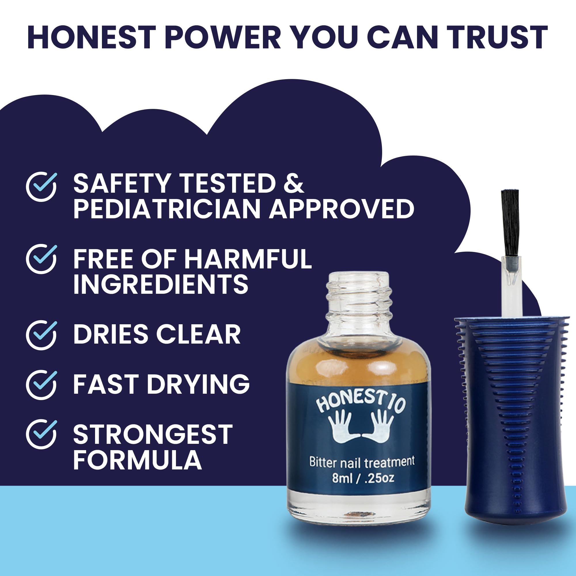 Honest10 Nail Biting Prevention For Kids & Adults - Break The Habit - Safe Bitter Nail Polish Formula, Lab Tested & Pediatric Md