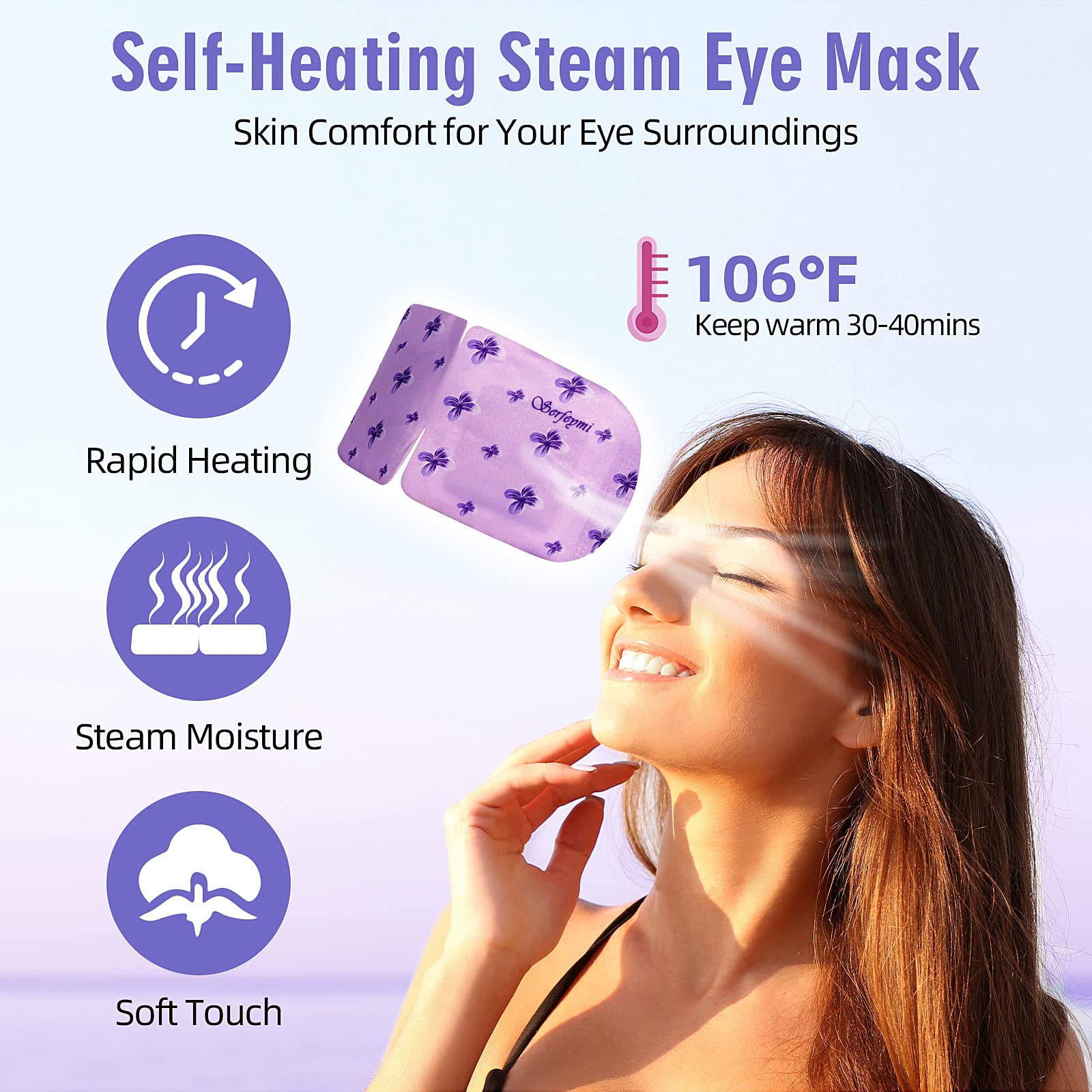 Serfeymi 16 Packs Steam Eye Masks,Disposable Self Heated Warm Spa Moist Eye Mask Compress Pad For Sleeping,Eye Fatigue Relief,Ch