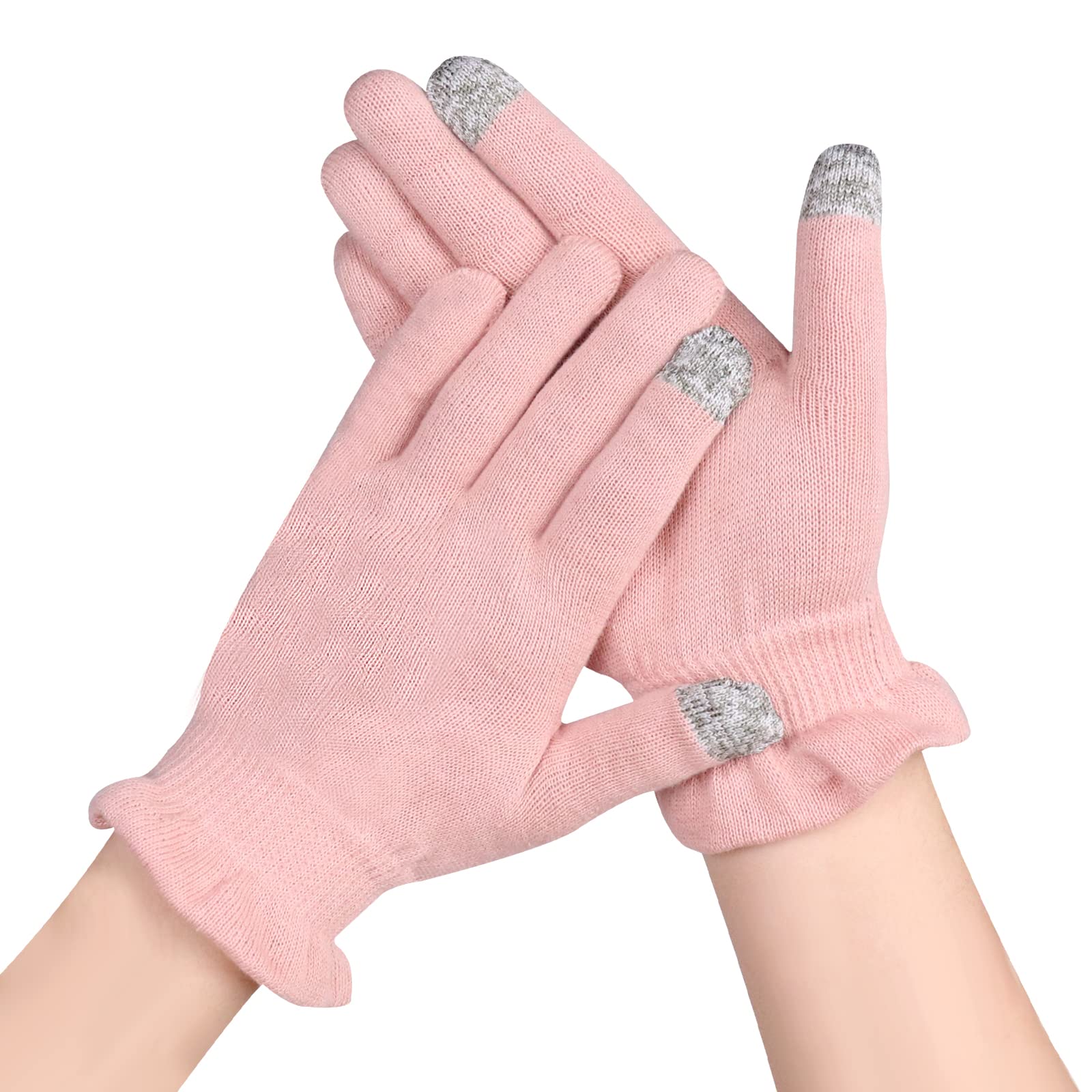 Donfri Cotton Moisturizing Gloves Overnight 2 Pairs Touchscreen Fingers for SPA Dry Hands Hand Care Day and Night Moisturizing (