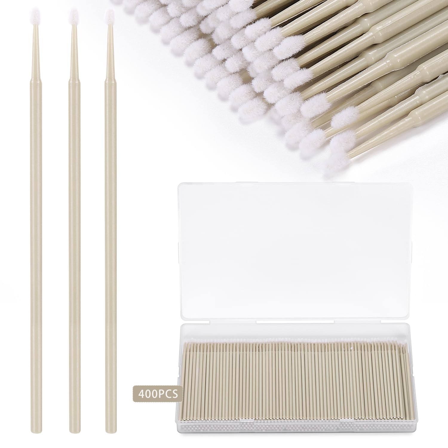 400PCS Micro Applicator Brush,JASSINS Microswabs for eyelash extensions,Disposable Precision Mascara swabs,Suitable for Cleaning