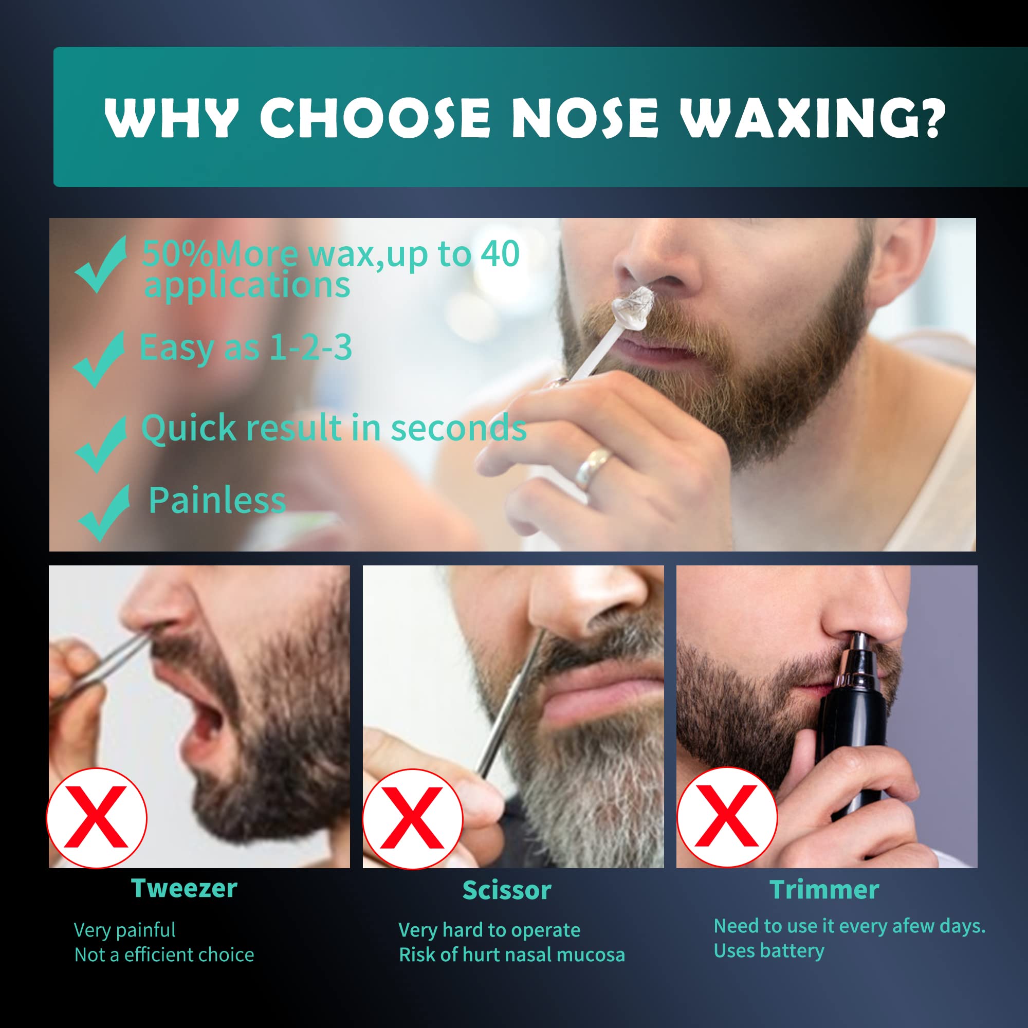 Charmonic 200 Pcs Wax Sticks, Nose Wax Kit Accessories, Waxing Sticks For Nostril Nasal Cleaning, Ear Face Eyebrows Hair Removal