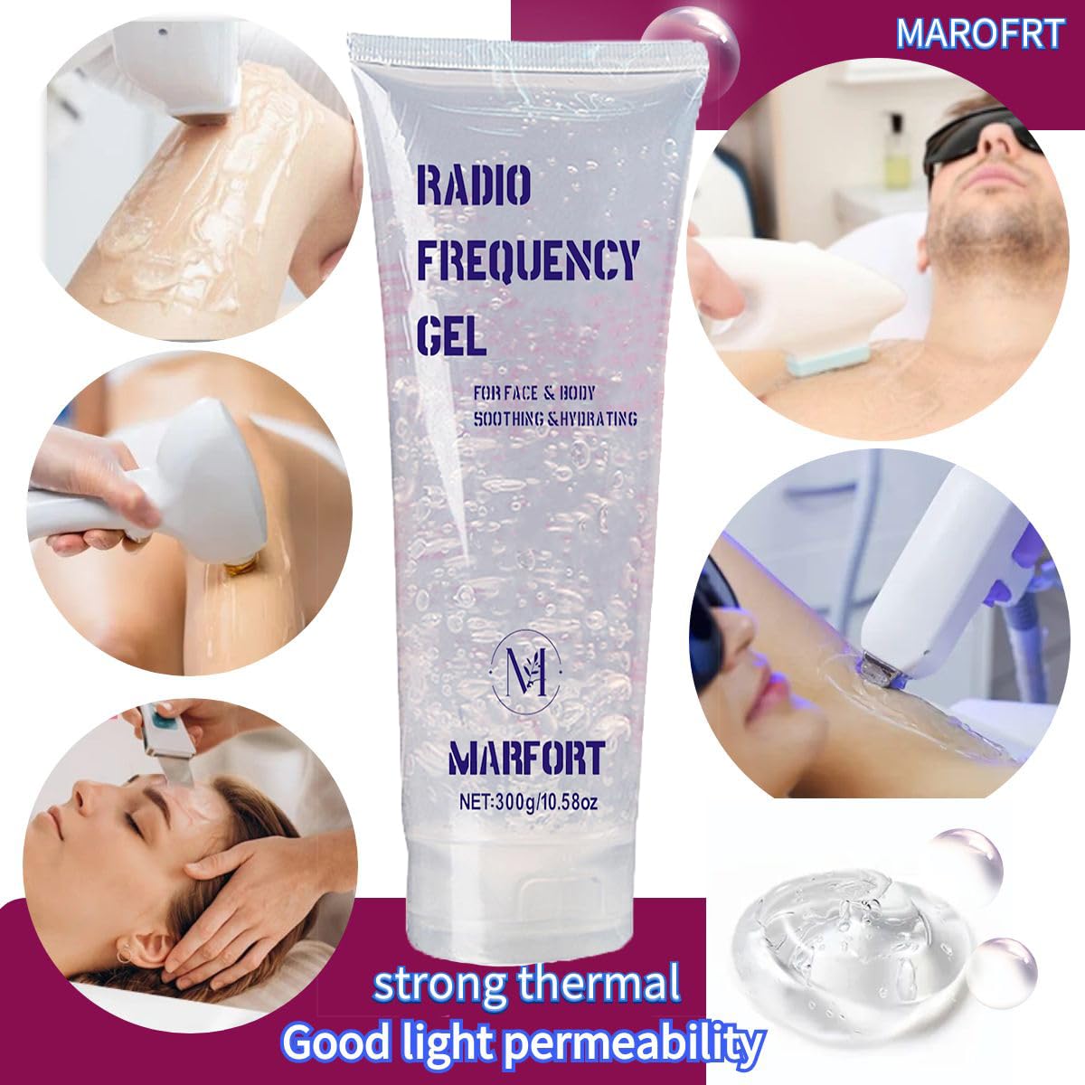 Marfort Cooling & Lubrication Gel Combination With Laser Hair Removal Device And Radio Frequency Rf Beauty Facial Machine Or Mic