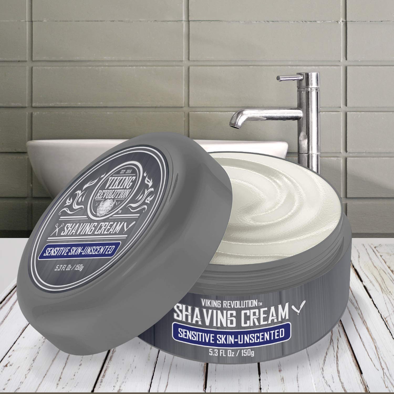 Luxury Shaving Cream For Sensitive Skin- Unscented - Soft, Smooth & Silky Shaving Soap - Rich Lather For The Smoothest Shave - 5