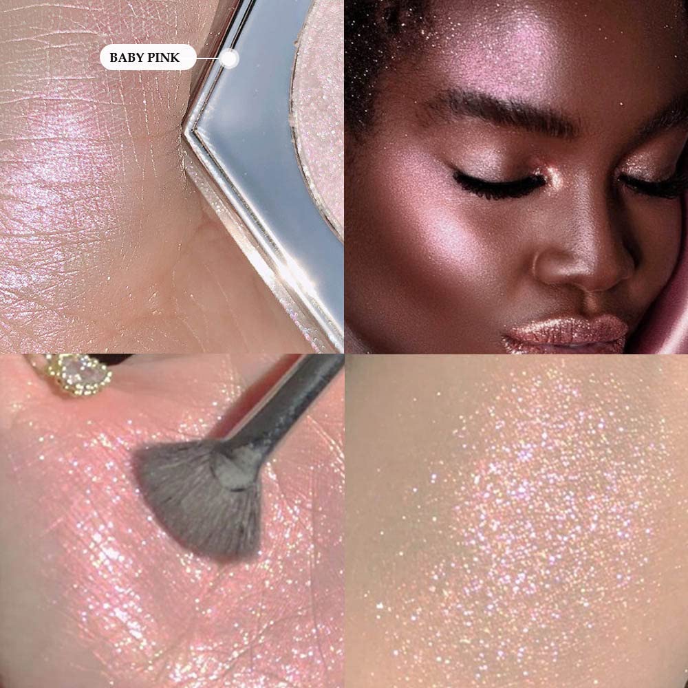 Evpct Pink Mermaid Holographic Glitter Diamond Highlighter Makeup Palette For Face Iluminadores De Maquillaje Blush Bronzer And