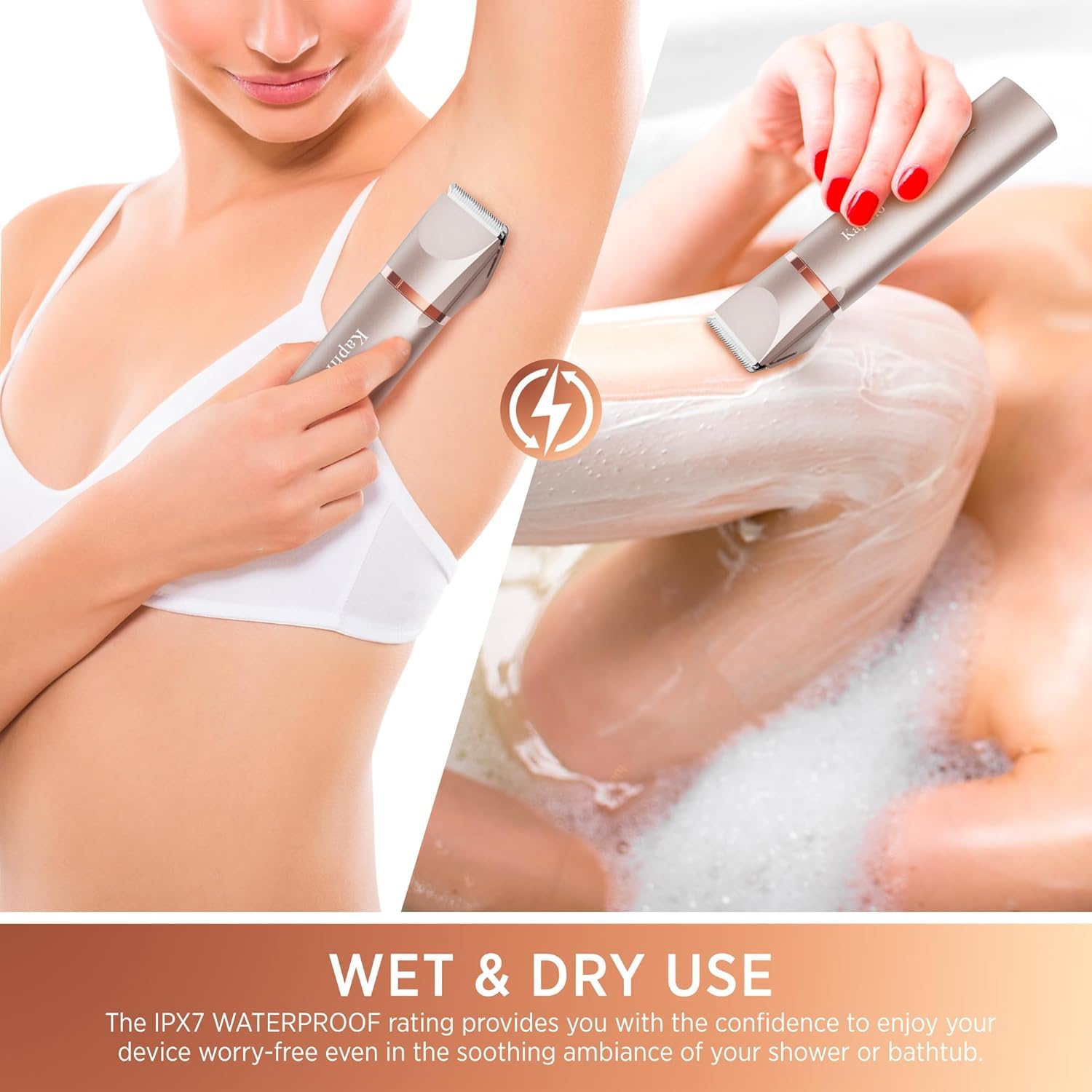Kaphio Bikini Trimmer For Women Pubic Hair: 2 In 1 Eletctric Razors For Women - Rechargeable Eletctric Shaver For Women - Ipx7 W