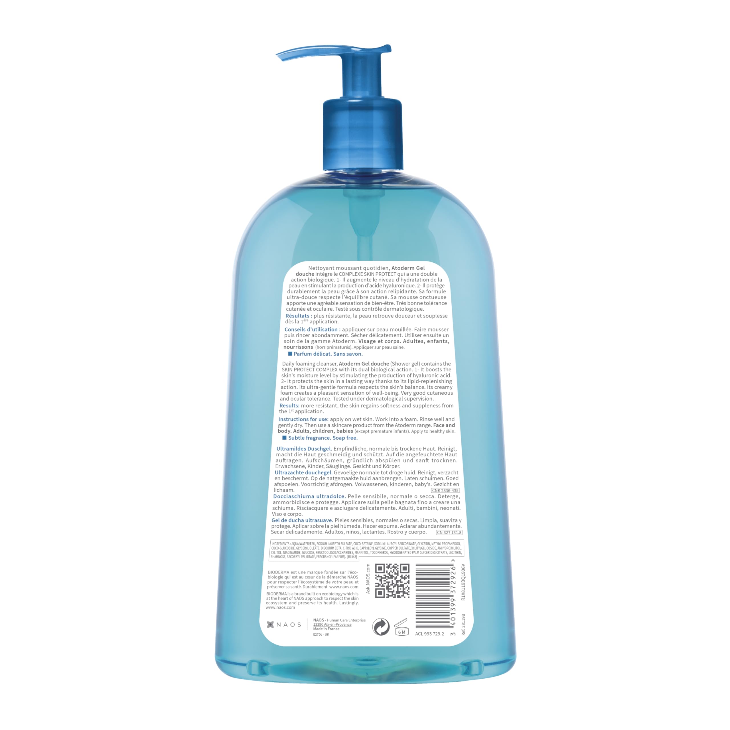 Bioderma - Atoderm - Shower Gel - Moisturizing Body And Face Wash - For Family With Normal To Dry Sensitive Skin, 33.81 Fl Oz (P