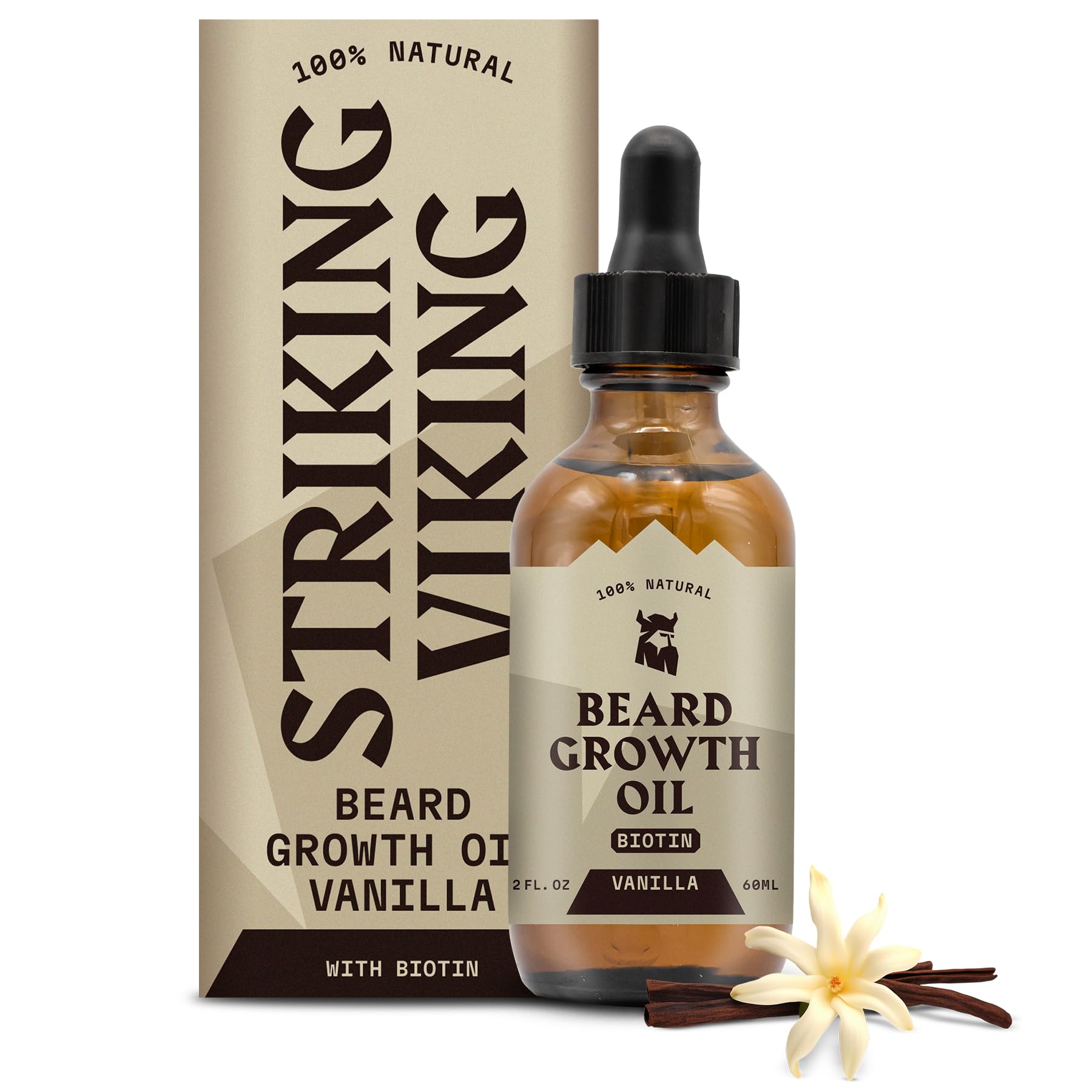 Striking Viking Beard Growth Oil with Biotin - Thickening & Conditioning Beard Oil Growth - Naturally Derived Beard Oil for Faci