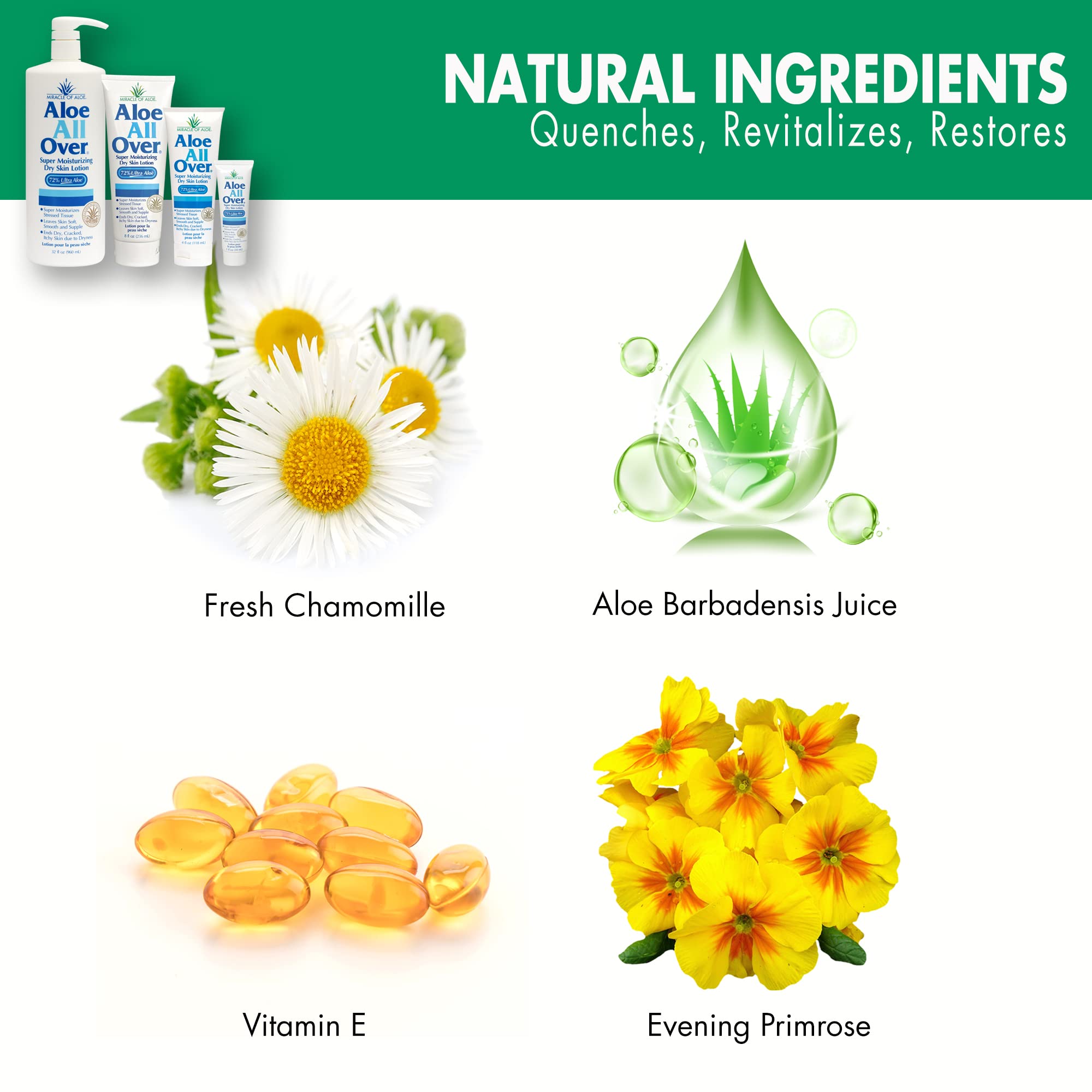 Miracle Of Aloes Aloe All Over Super Moisturizing Dry Skin Lotion (2-Pack, 4 Oz) - Made With 72% Ultraaloe Aloe Vera Gel. Safe F