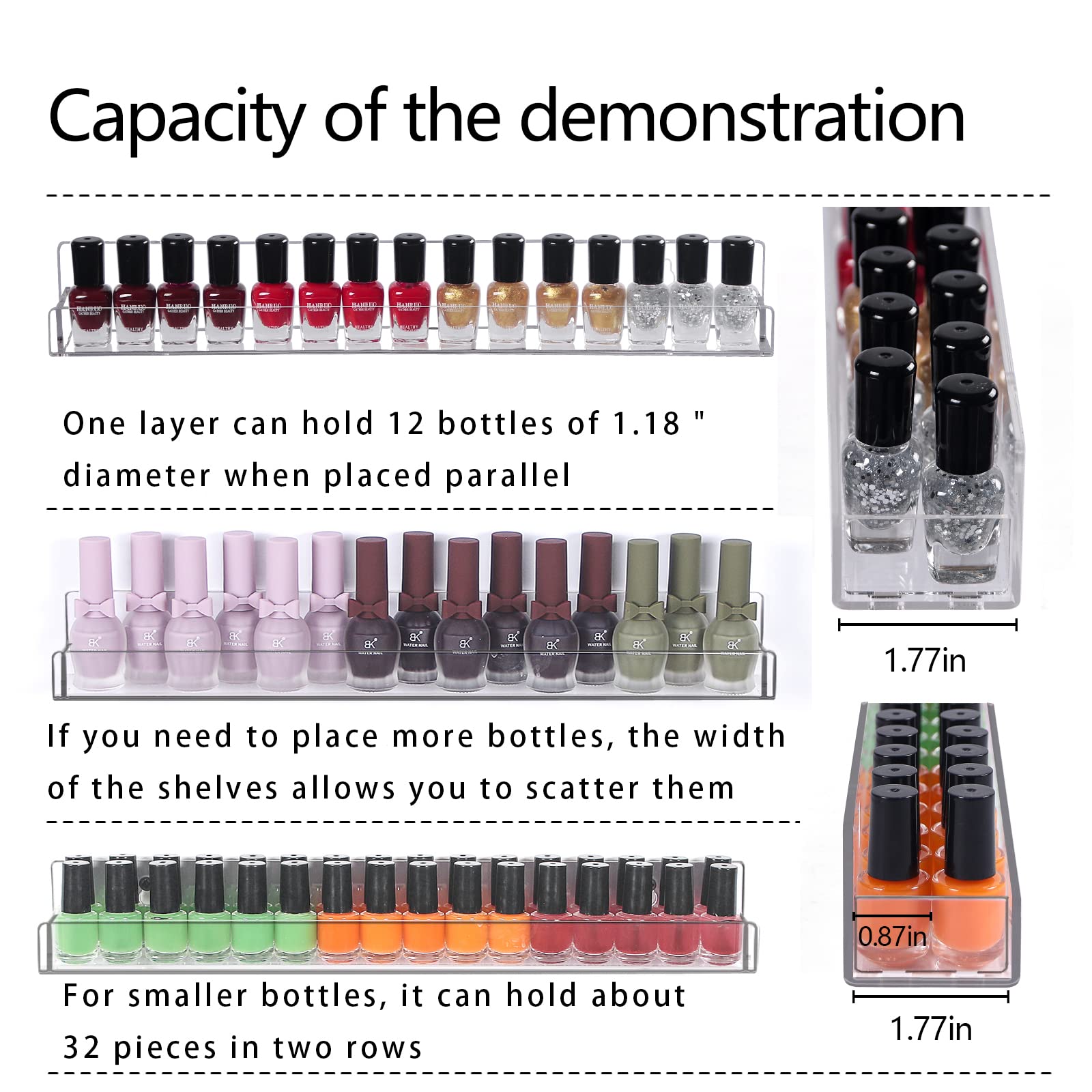 Justsoso 6Pcs/Set Acrylic Nail Polish Rack Wall Mounted,Lipstick Essential Oil Bottle Holder Organizer,Nail Paint Display Stand