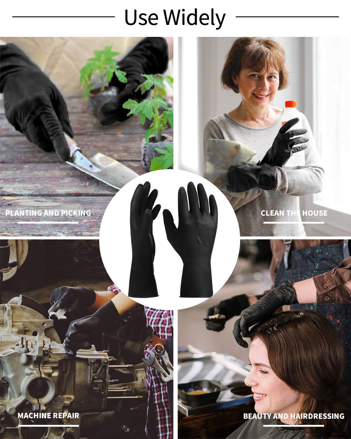 Thxtoms 3 Pairs Hair Dye Gloves, Reusable Professional Hair Color Rubber Gloves For Home And Salon Black,Small