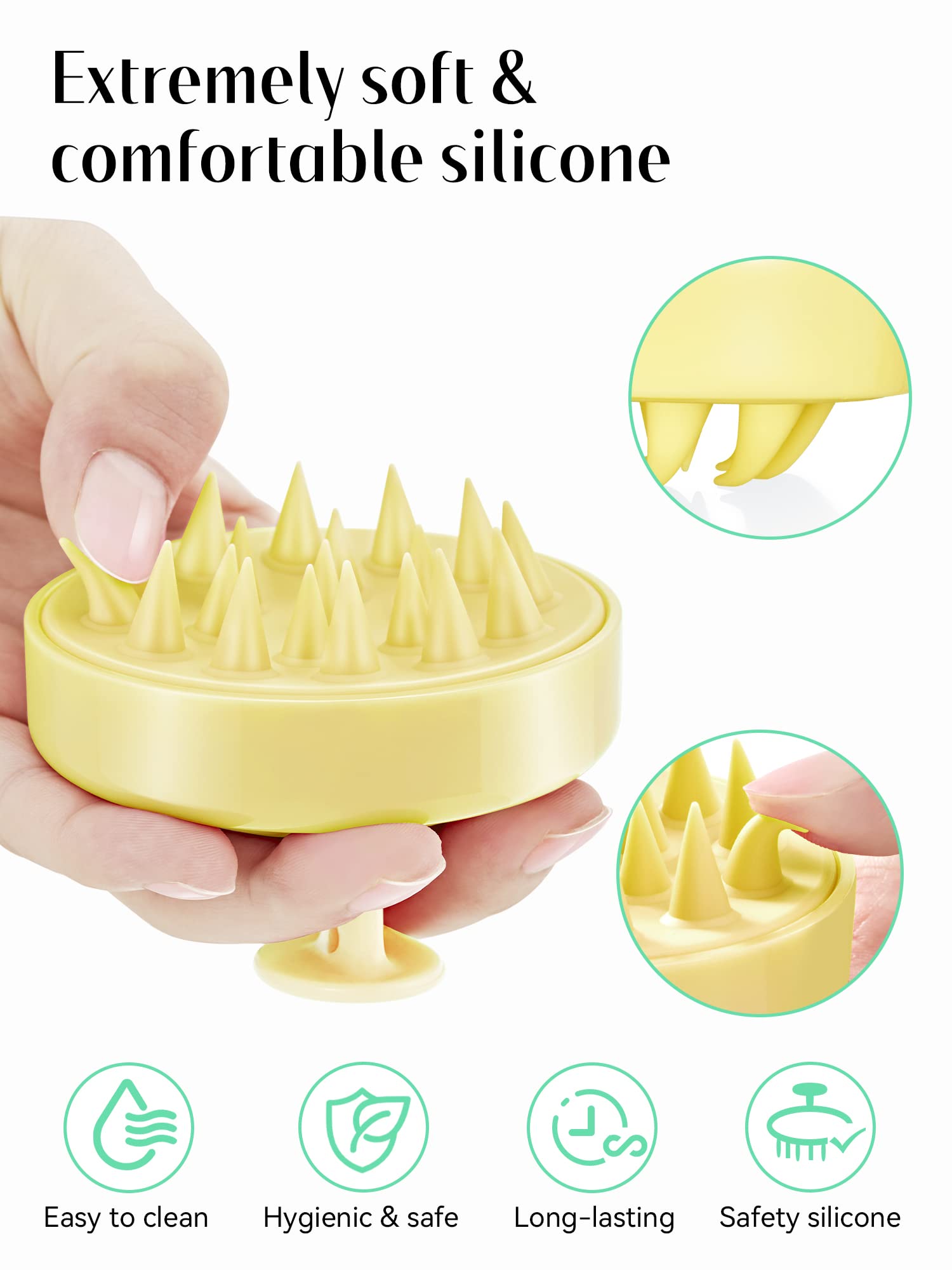 Heeta Scalp Massager With Soft Silicone Bristles - Promotes Hair Growth, Exfoliates Scalp, Removes Dandruff, And Enhances Shampo