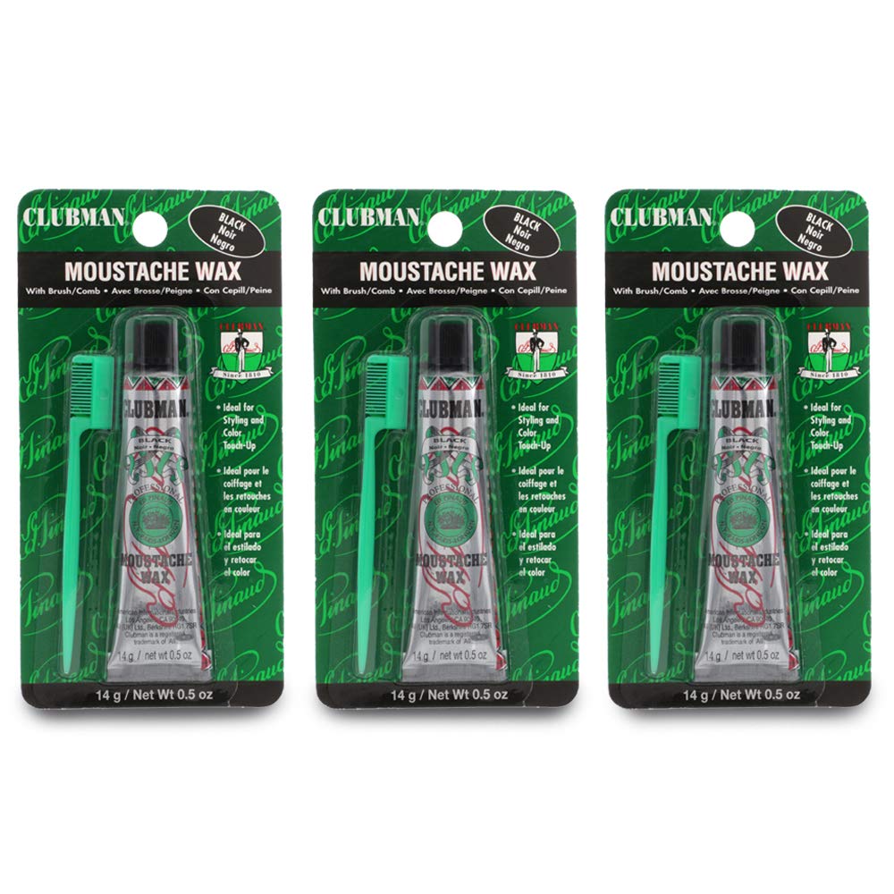 Clubman Moustache Wax Hang Pack Black 0.5 Oz X 3 Packs