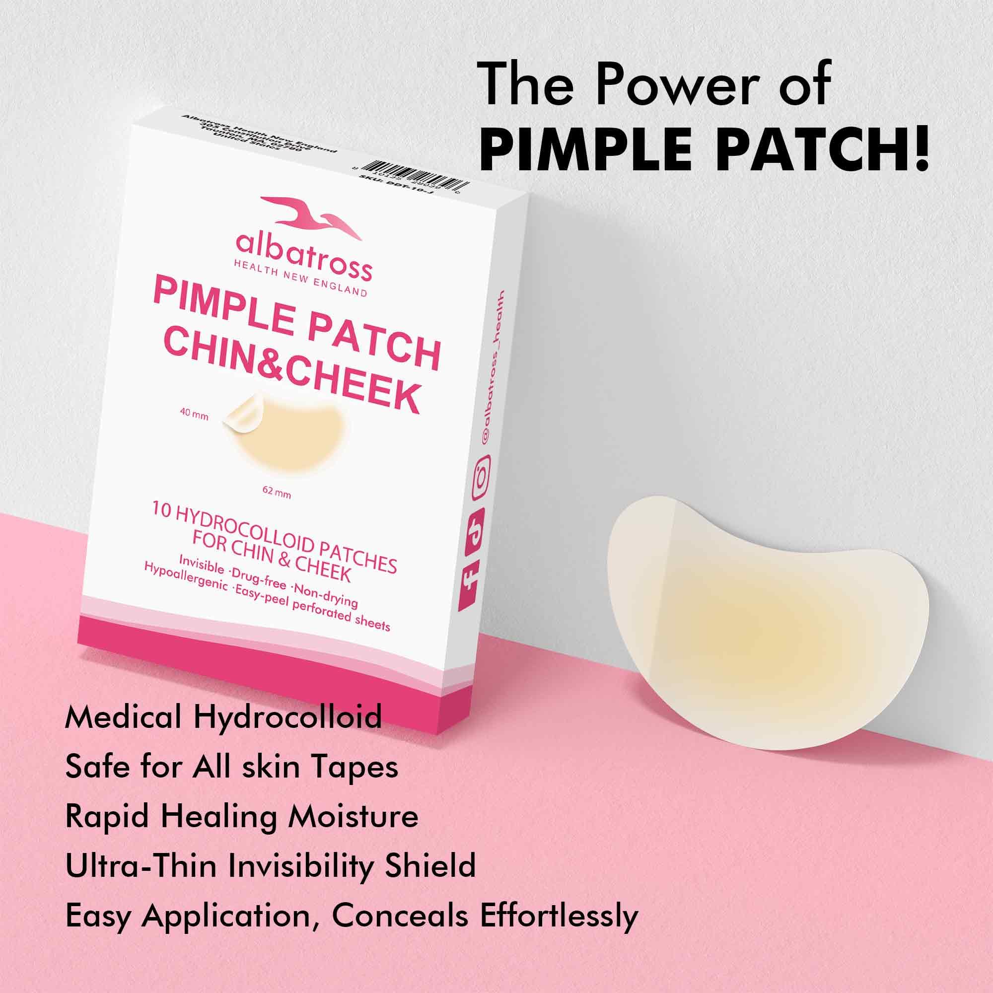 Large Acne Pimple Patches For Face, Chin, Back And Body (10 Counts), Spot Dots Cover By Albatross Health New England, Hydrocollo