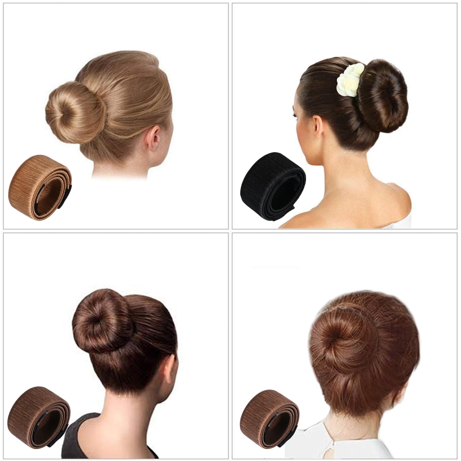 Foresrum 4 Count Magic Hair Donut Bun Makers-Coffee For Women And Kids